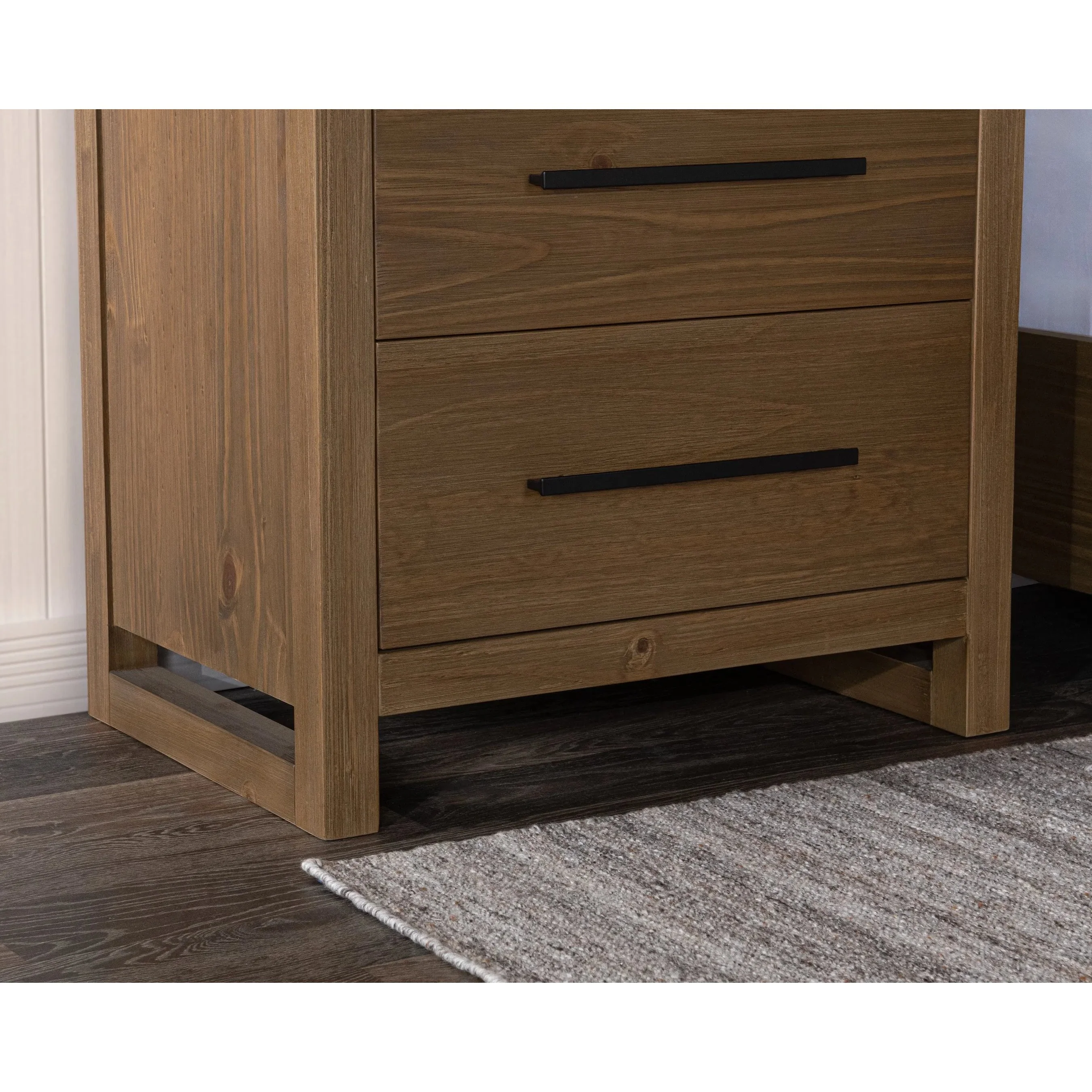 Fenmore Two-Drawer Pine Wood Nightstand - Image 11