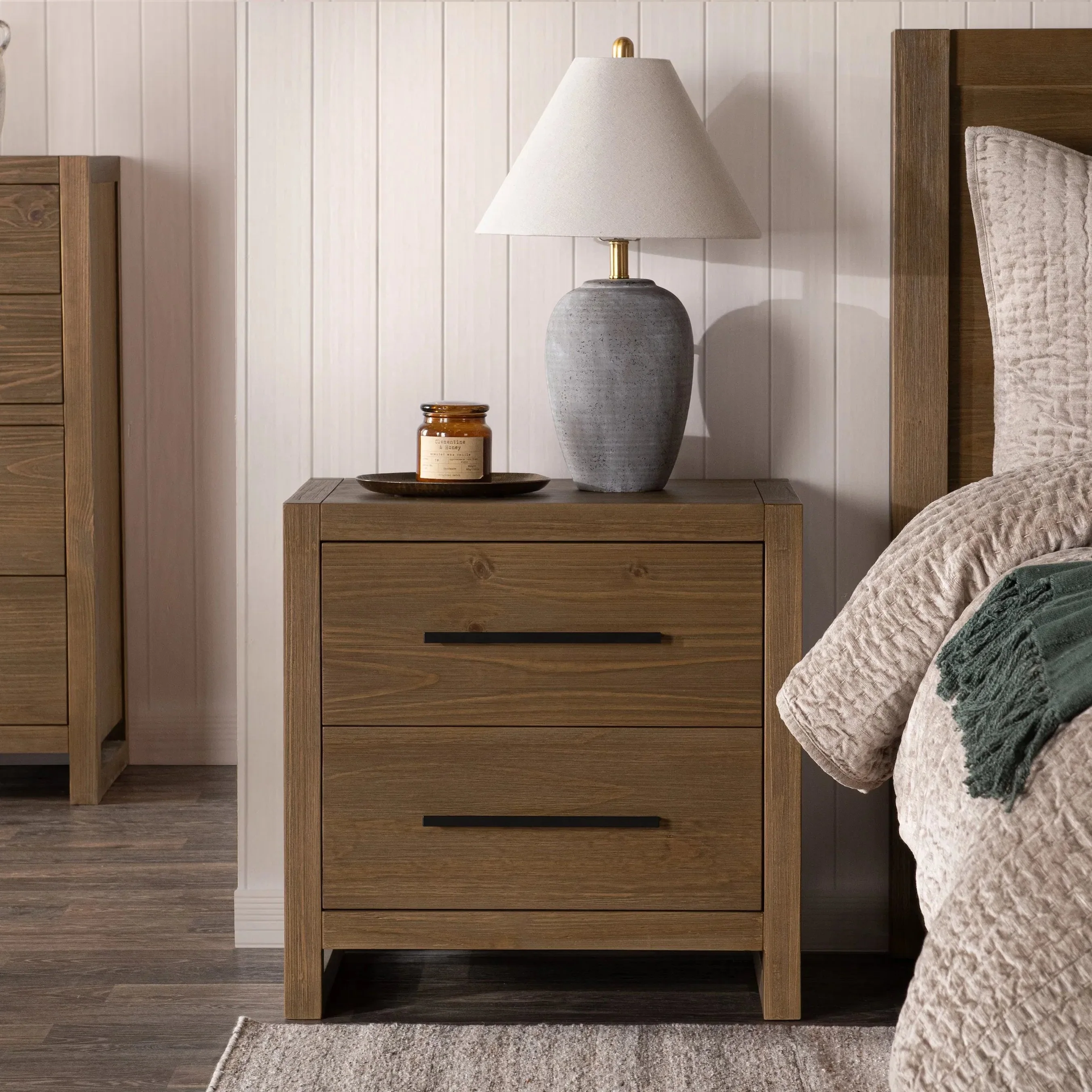 Fenmore Two-Drawer Pine Wood Nightstand - Image 16