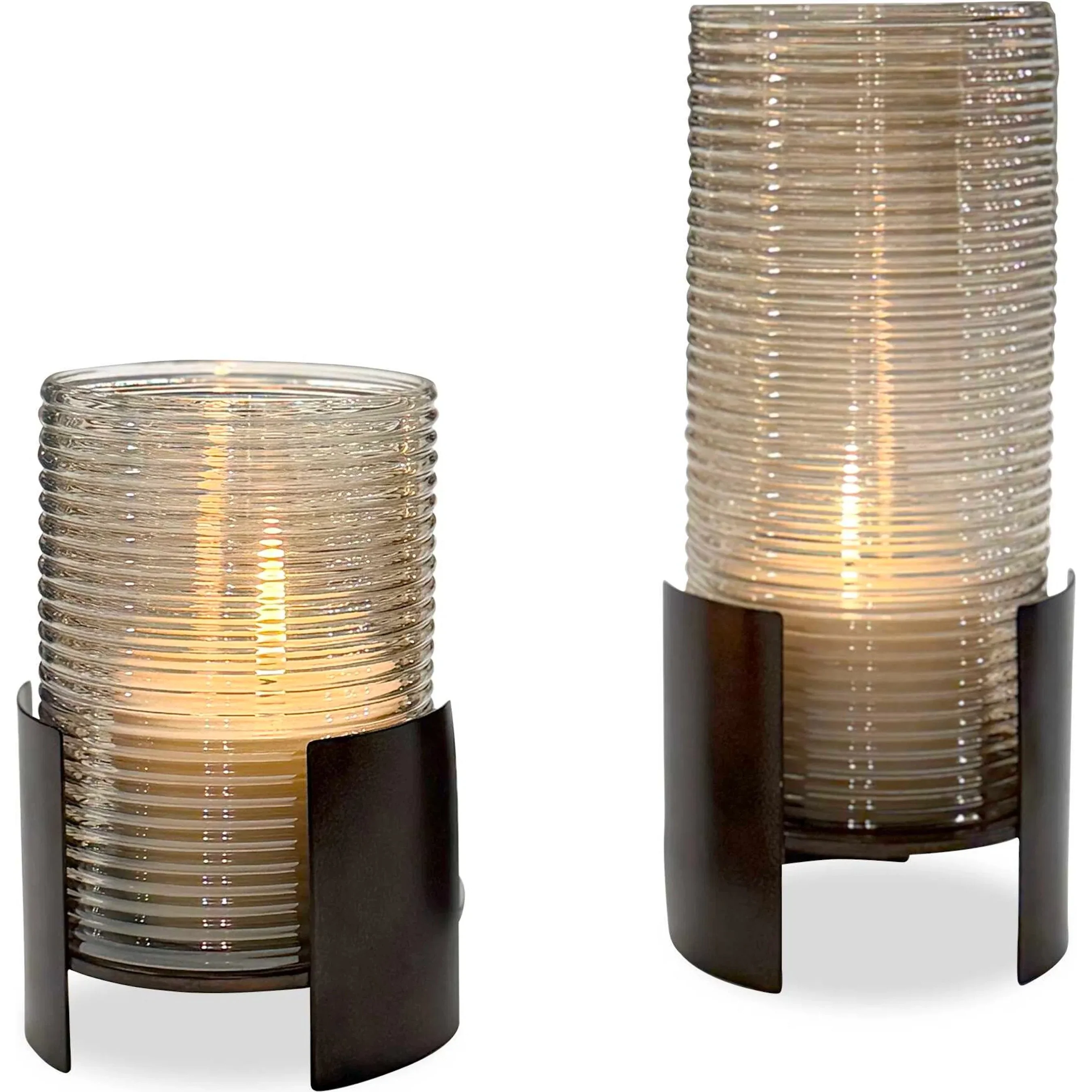 Fluted Fire Cylinder Candleholders