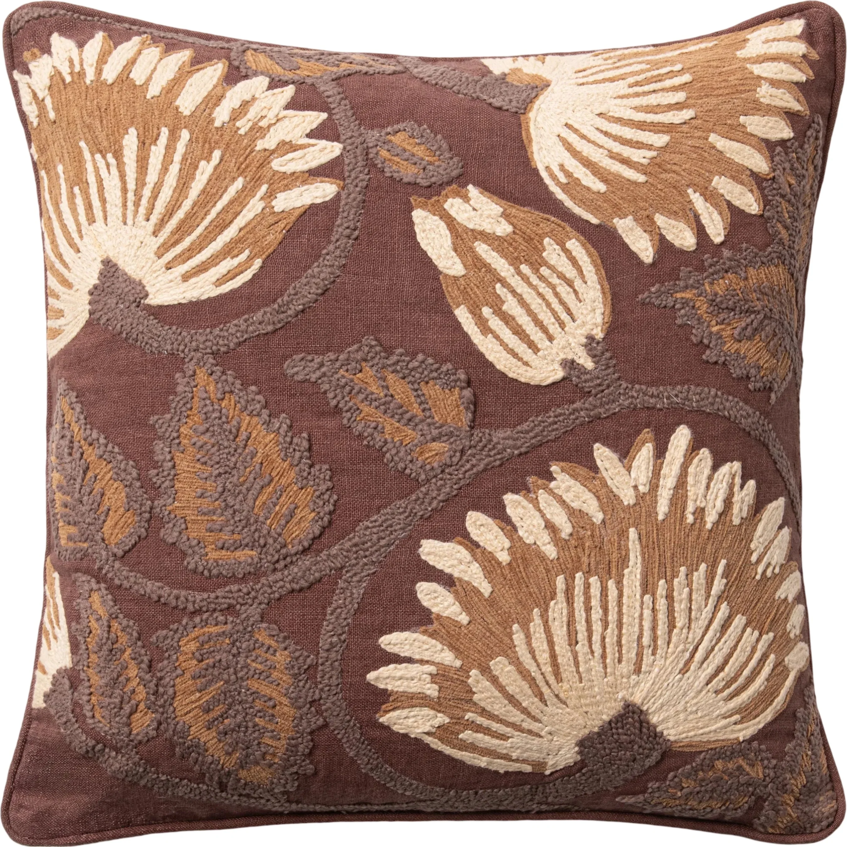 Folly Linen Fabric Hand Embroidered Throw Pillow - Image 2