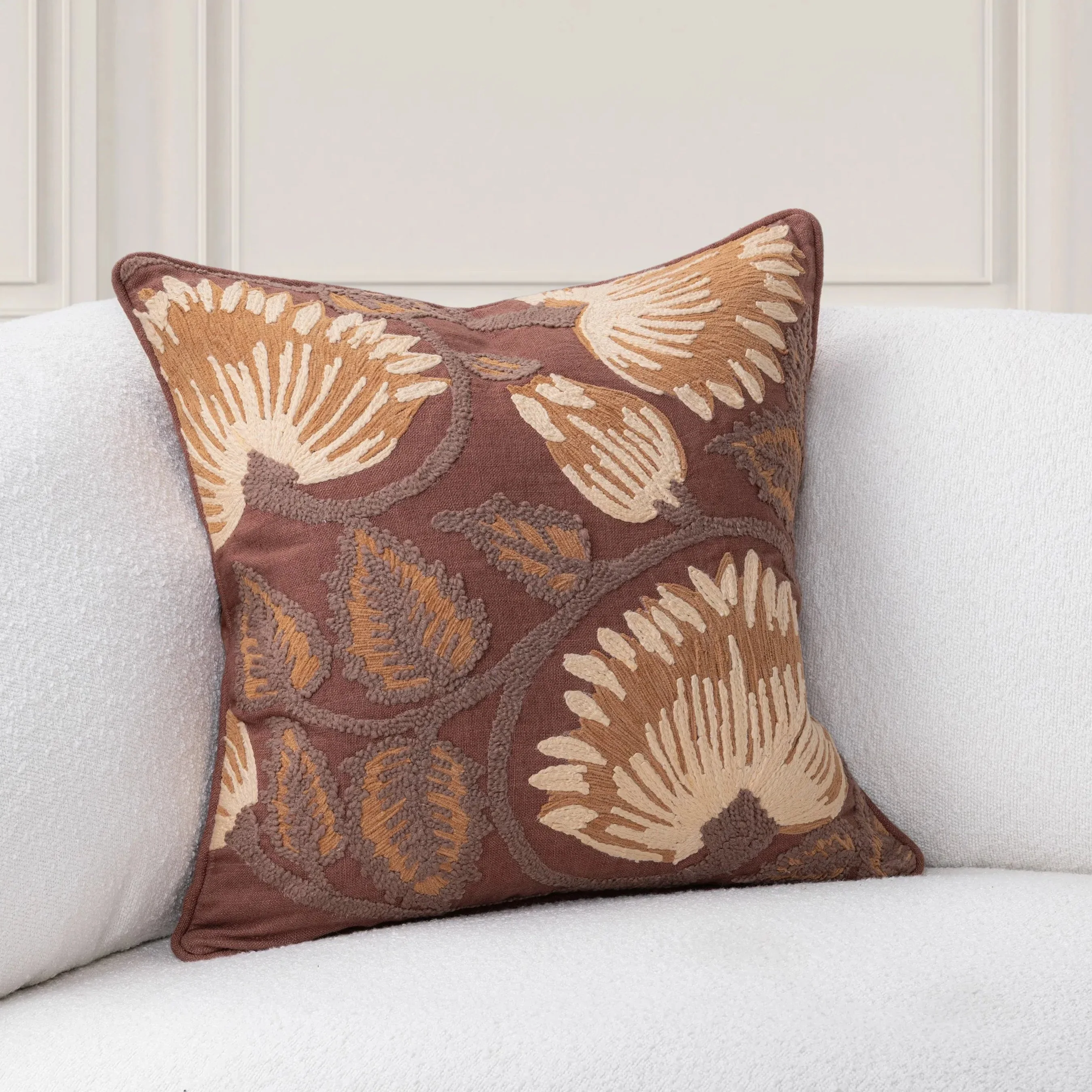 Folly Linen Fabric Hand Embroidered Throw Pillow - Image 8