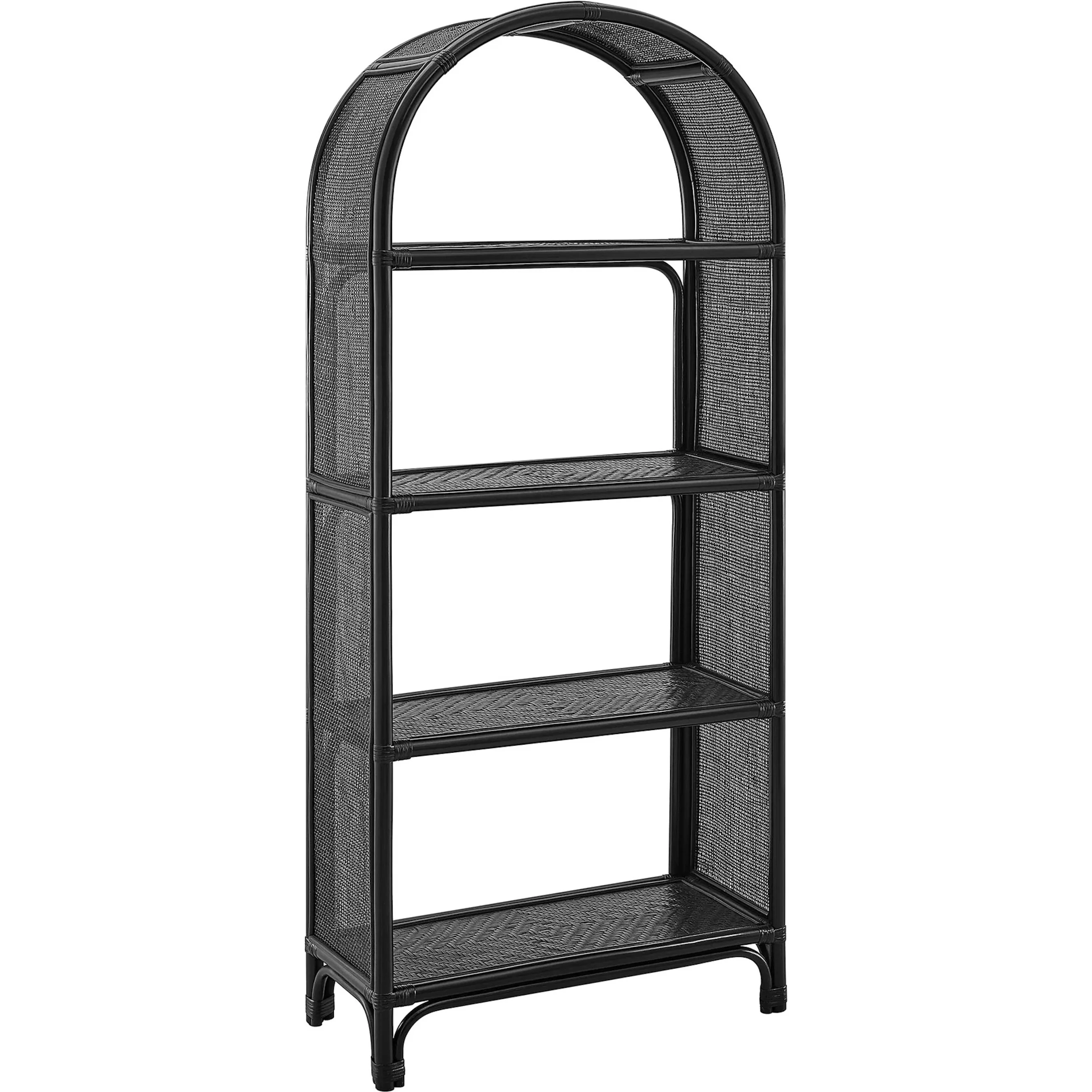 Fresno 67 Inch Tall Arched Natural Rattan Bookshelf