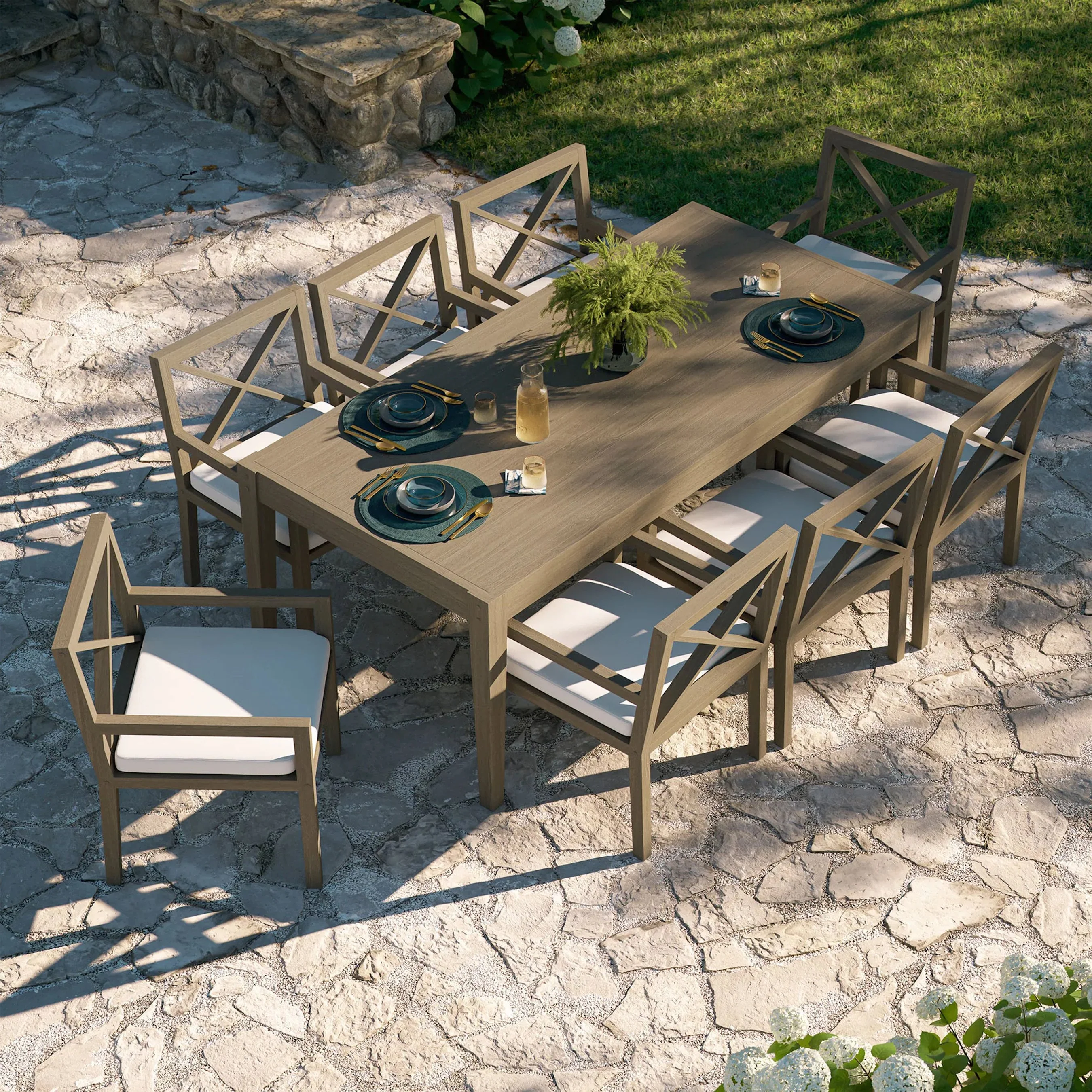 Galt 9-Piece Teak Wood Dining Set - Image 4