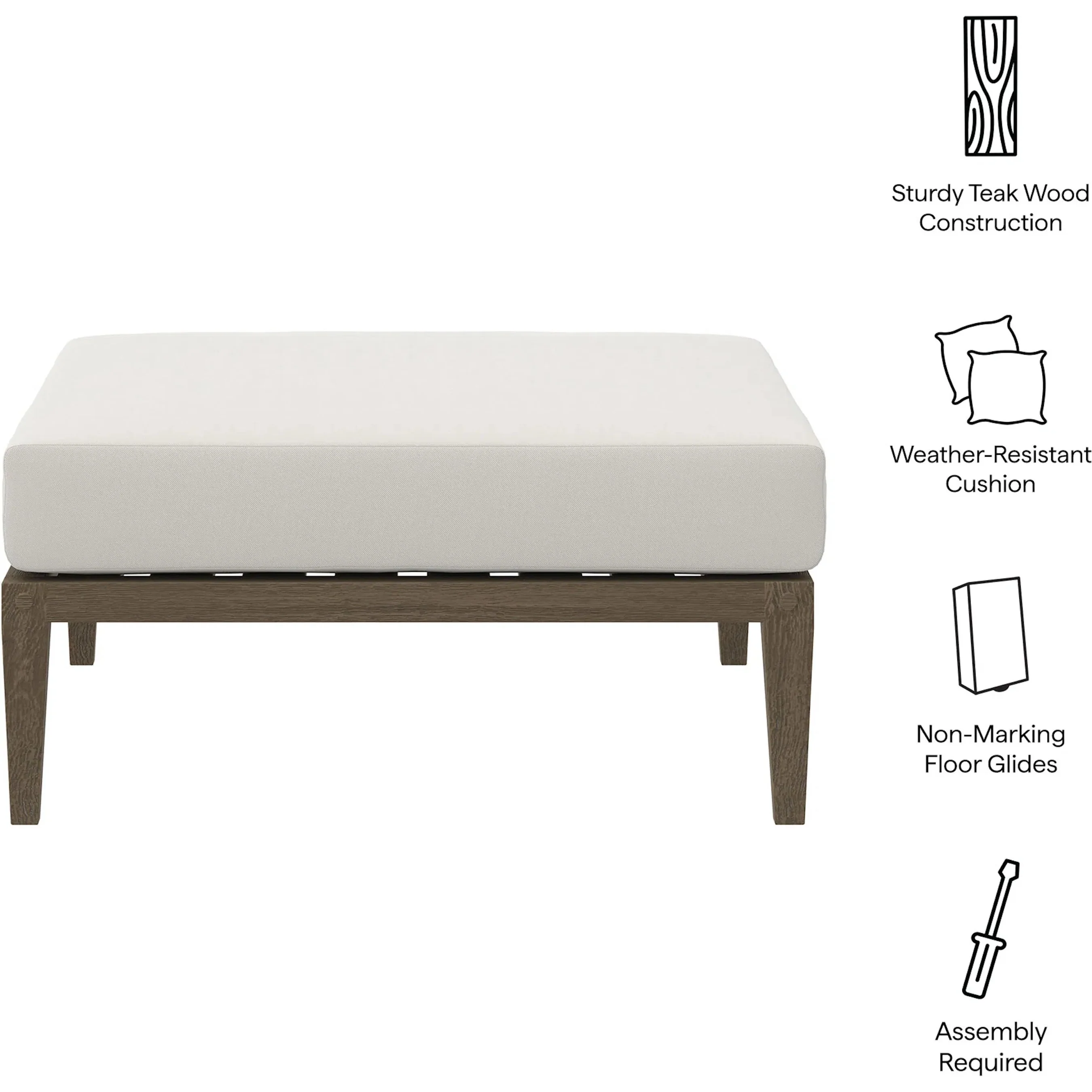 Galt Teak Ottoman - Image 2