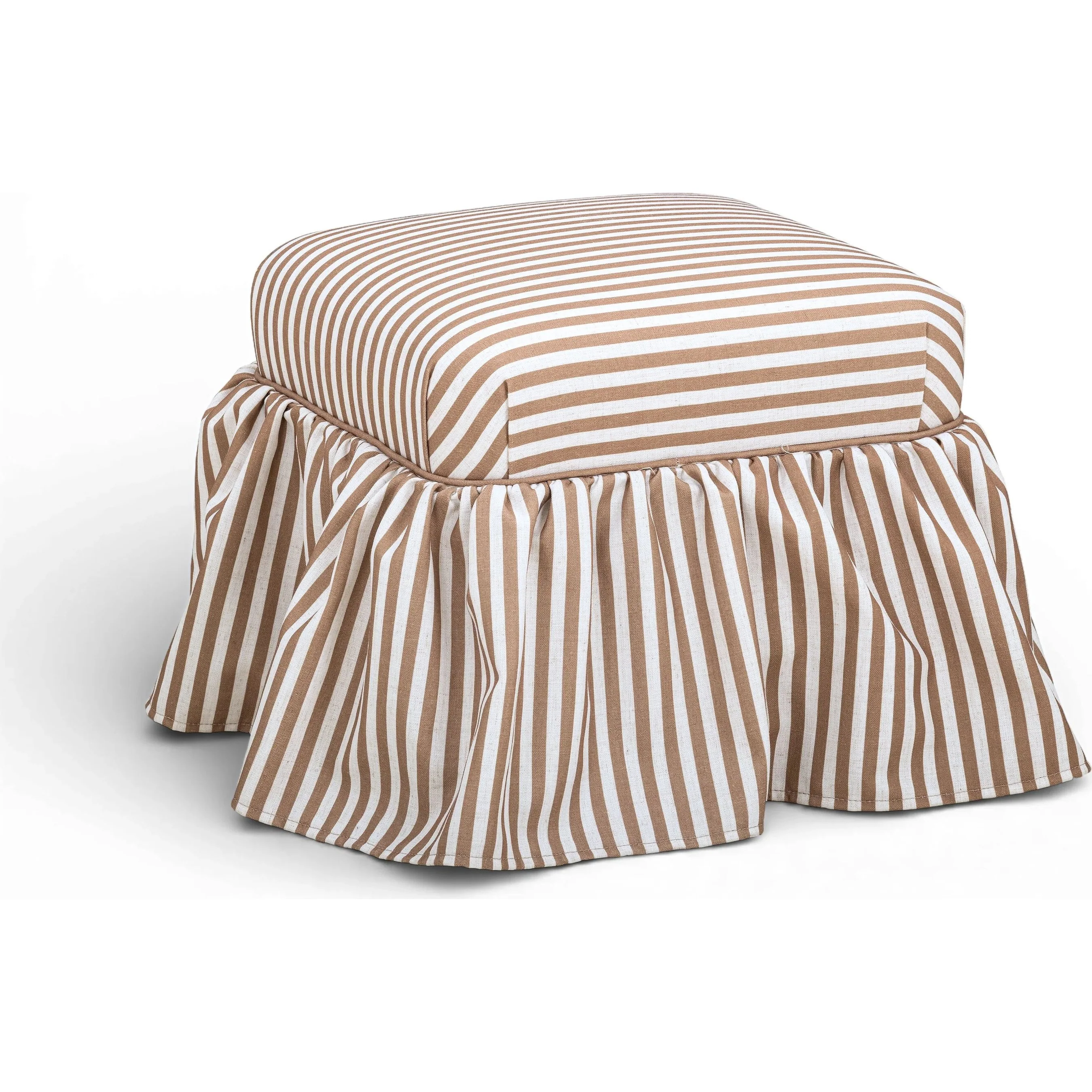 Gertrude Striped Performance Linen Skirted Ottoman - Image 3