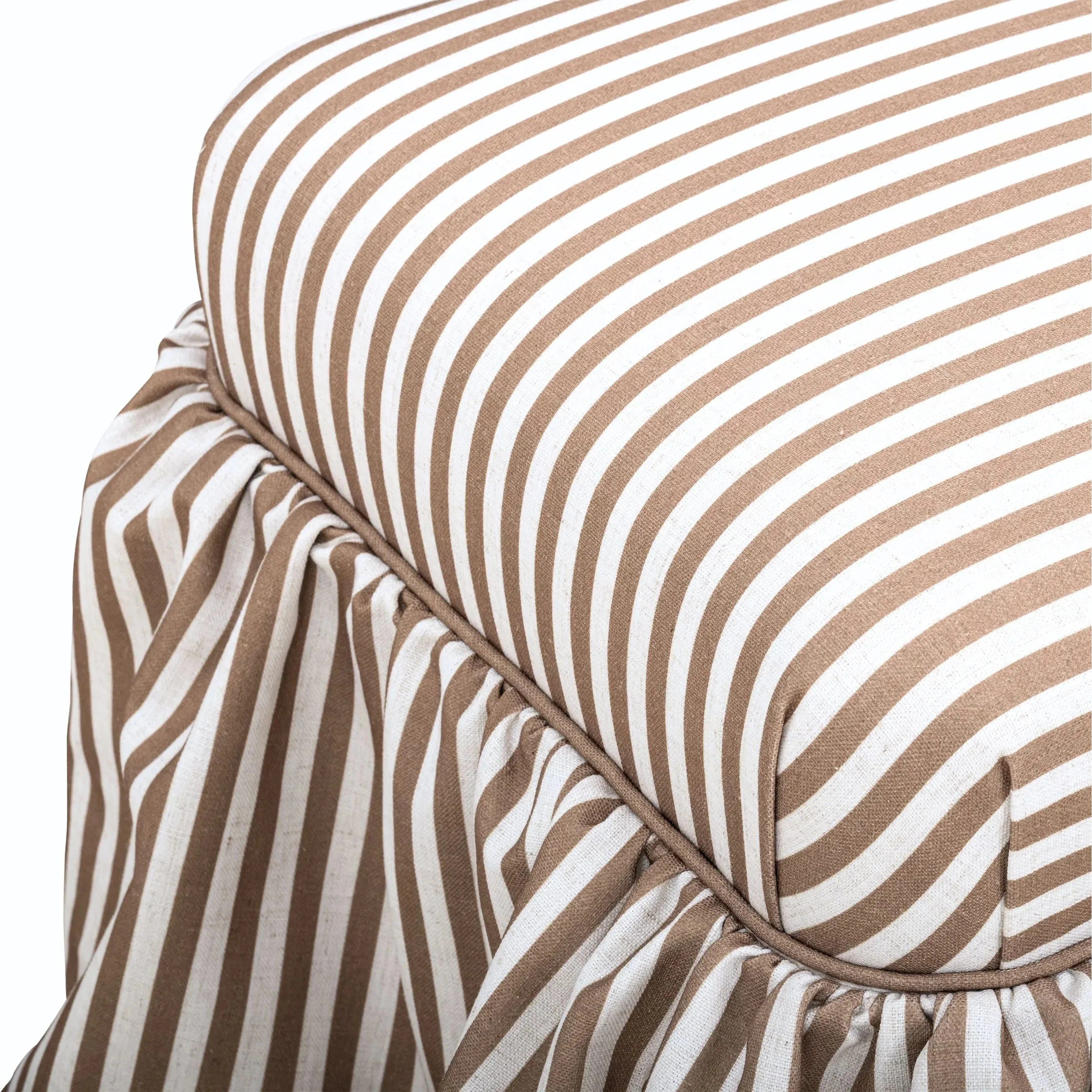 Gertrude Striped Performance Linen Skirted Ottoman - Image 4