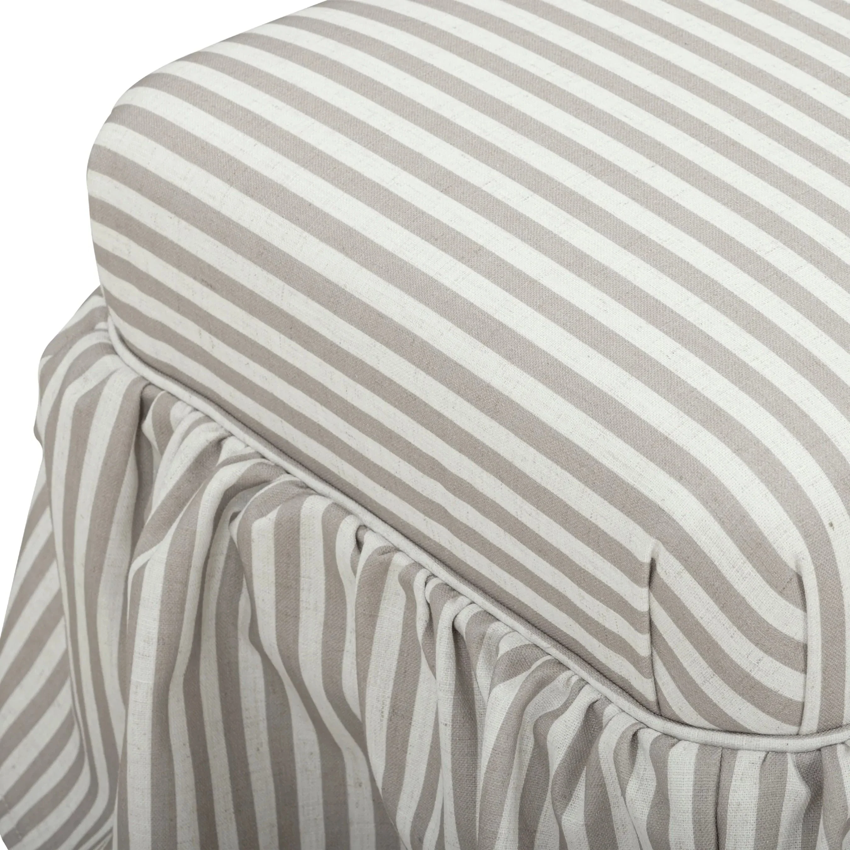 Gertrude Striped Performance Linen Skirted Ottoman - Image 6