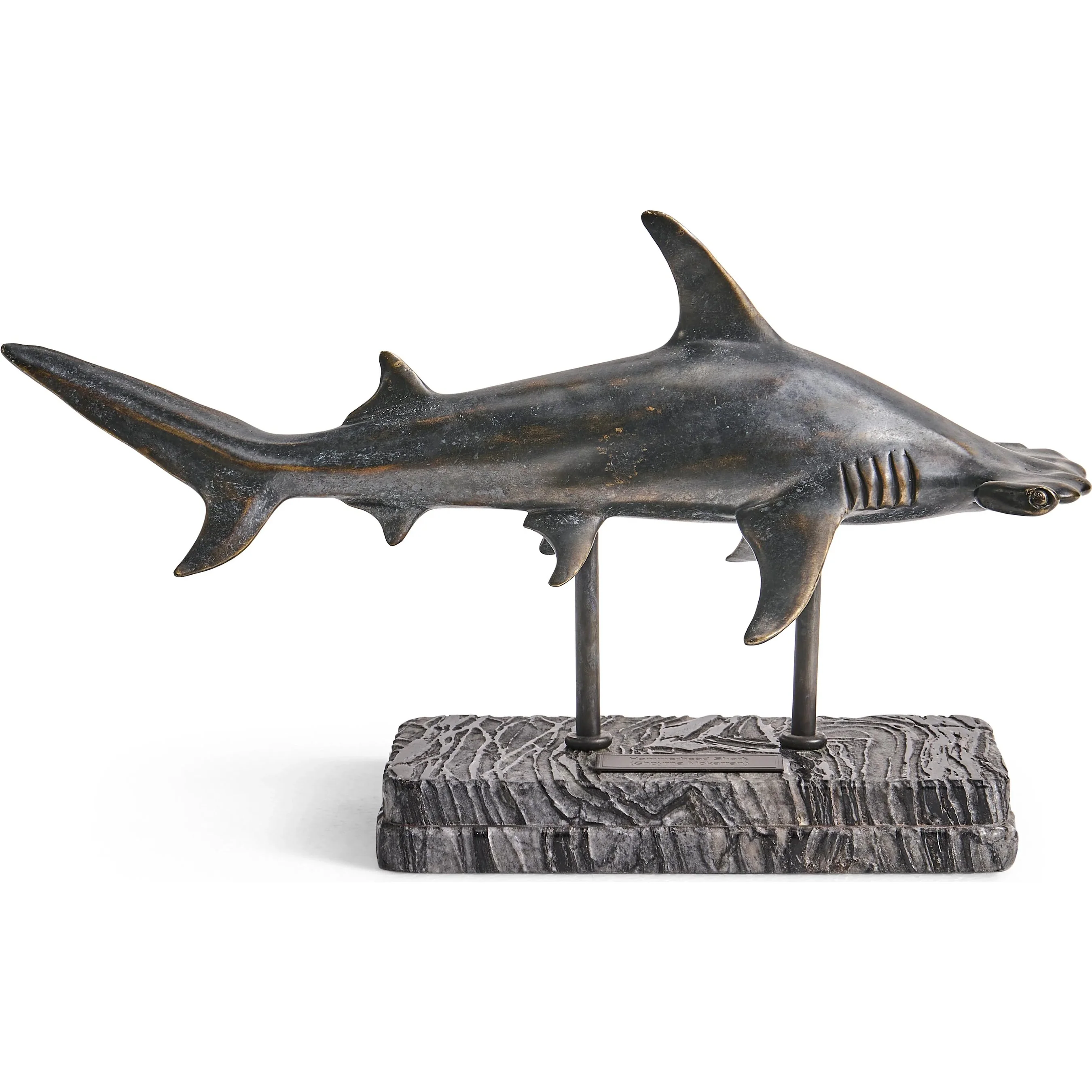 Glide Hammerhead Shark Bronze Statue with Marble Base - Image 2