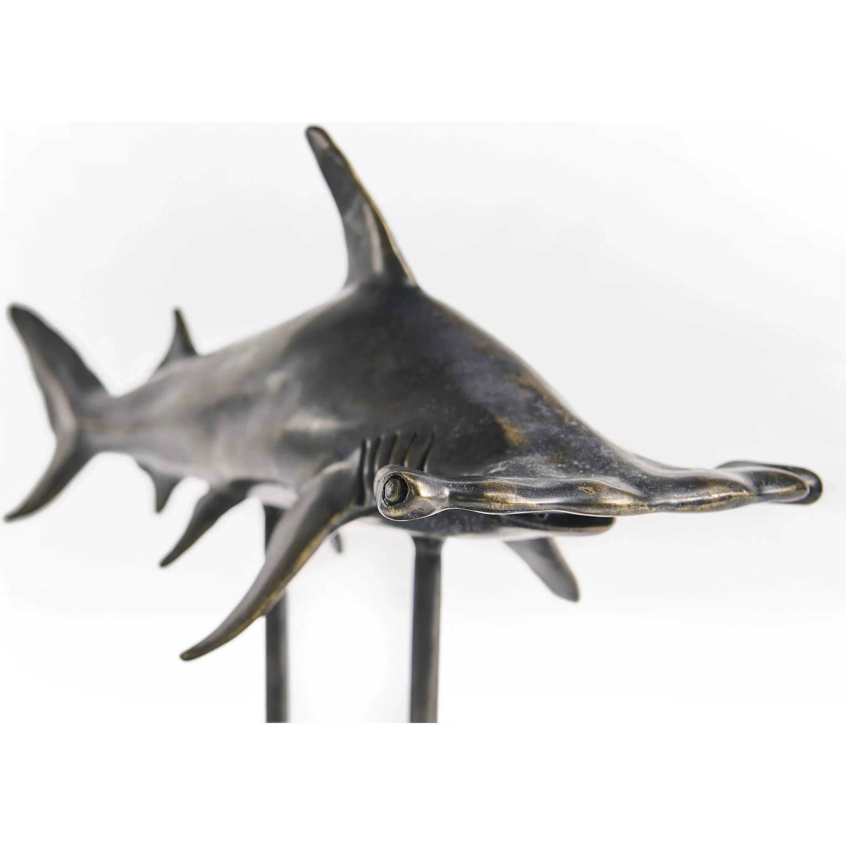 Glide Hammerhead Shark Bronze Statue with Marble Base - Image 5