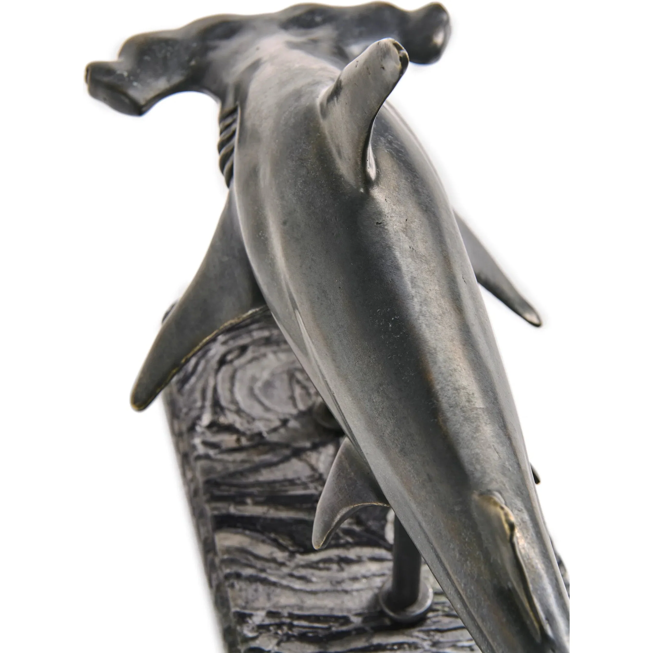 Glide Hammerhead Shark Bronze Statue with Marble Base - Image 8