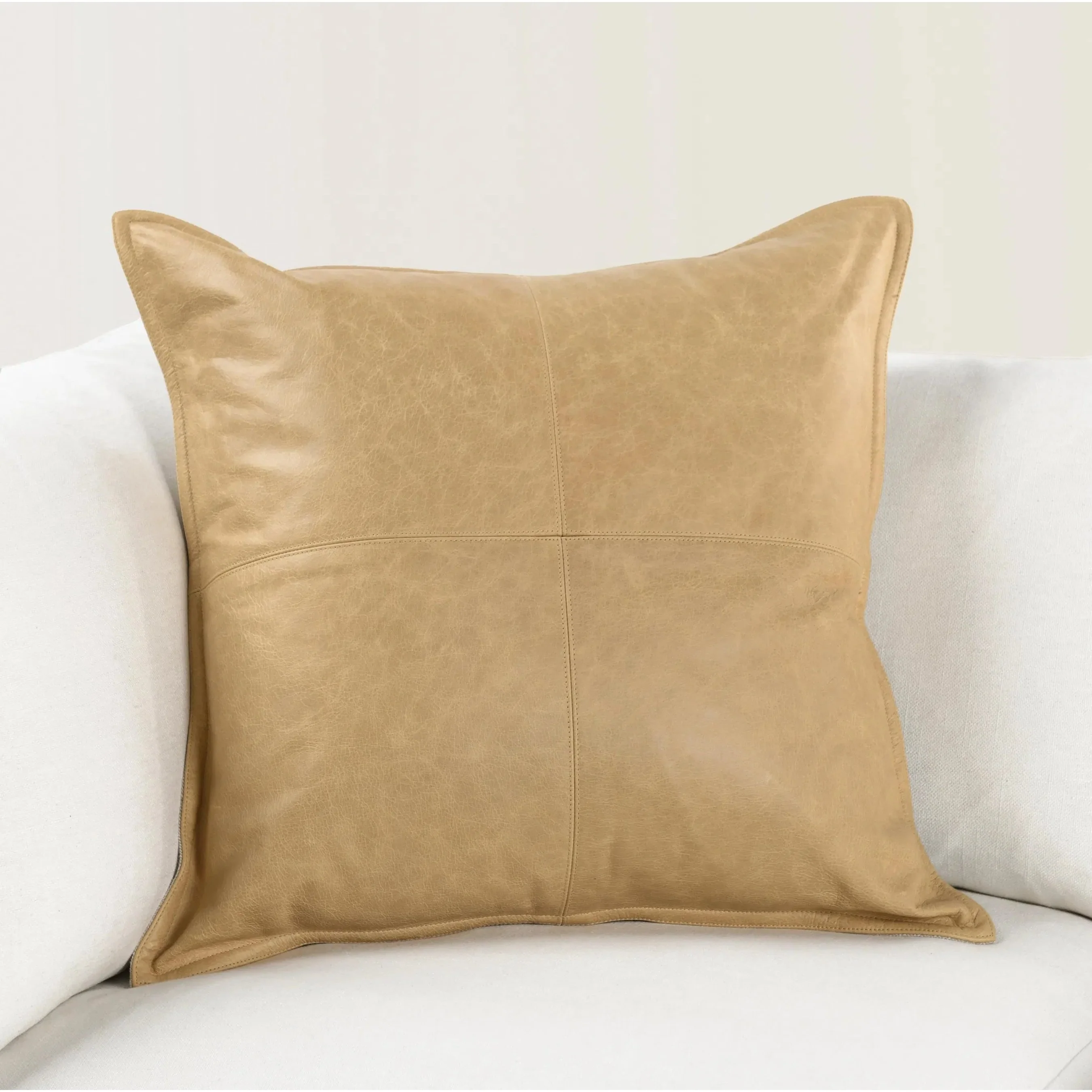 Golden Genuine Leather Throw Pillow - Image 10