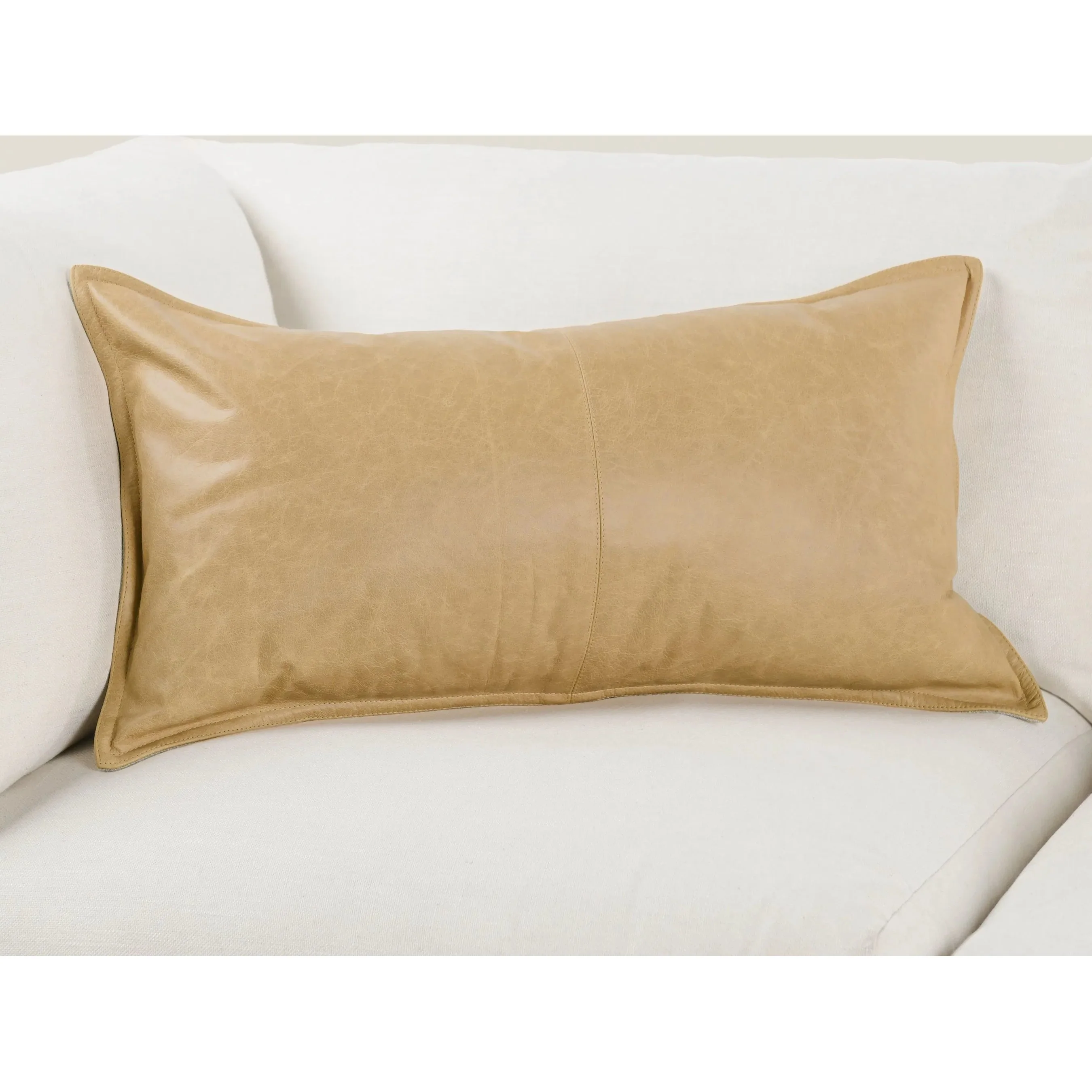Golden Genuine Leather Throw Pillow - Image 11