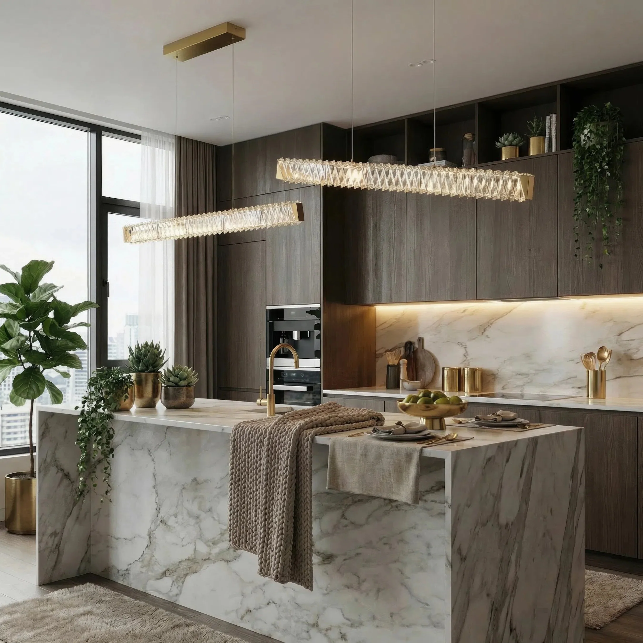 Golden Ratio LED Crystal Linear Pendant - Image 7
