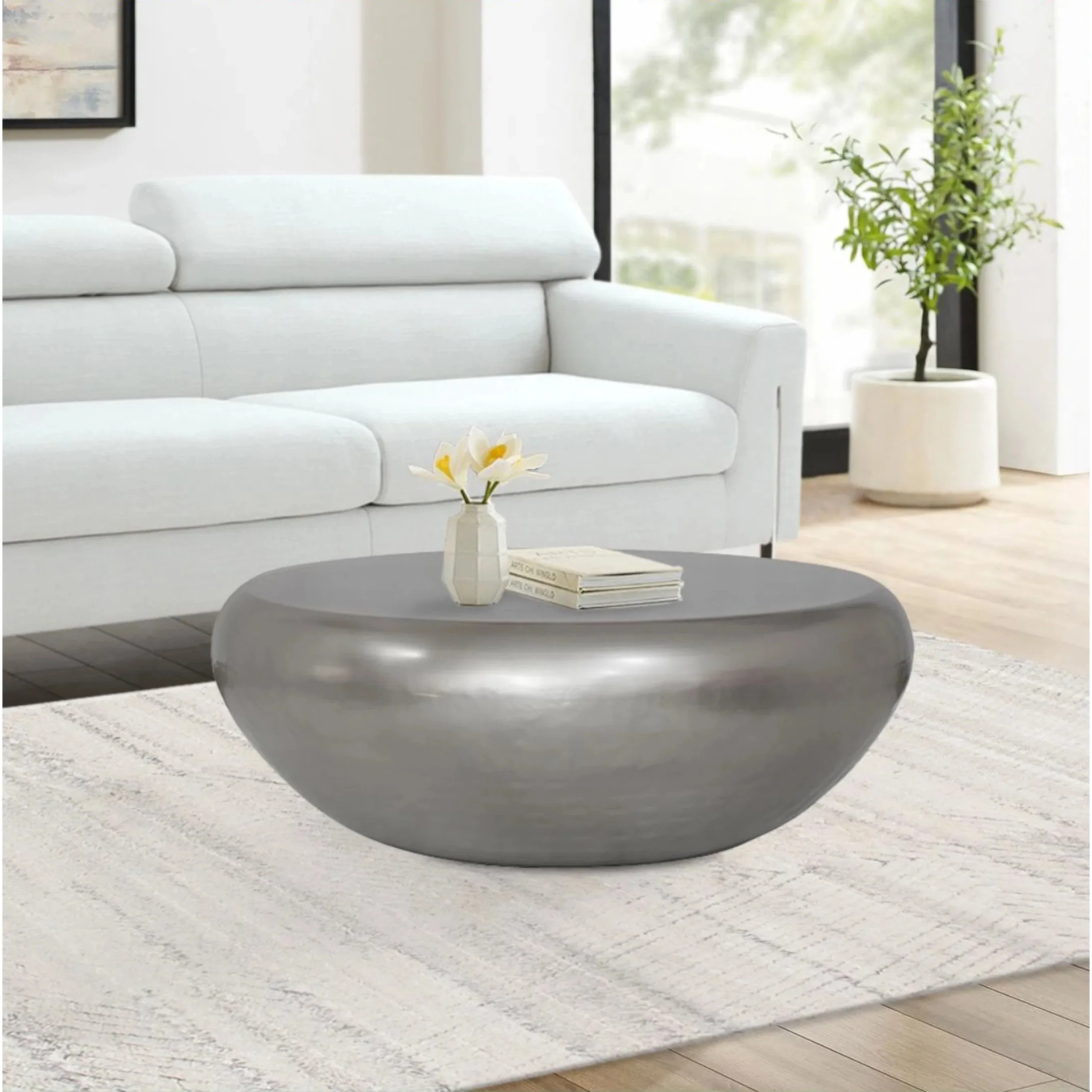 Helios Handforged Drum Coffee Table - PRR-033SIL - Image 7