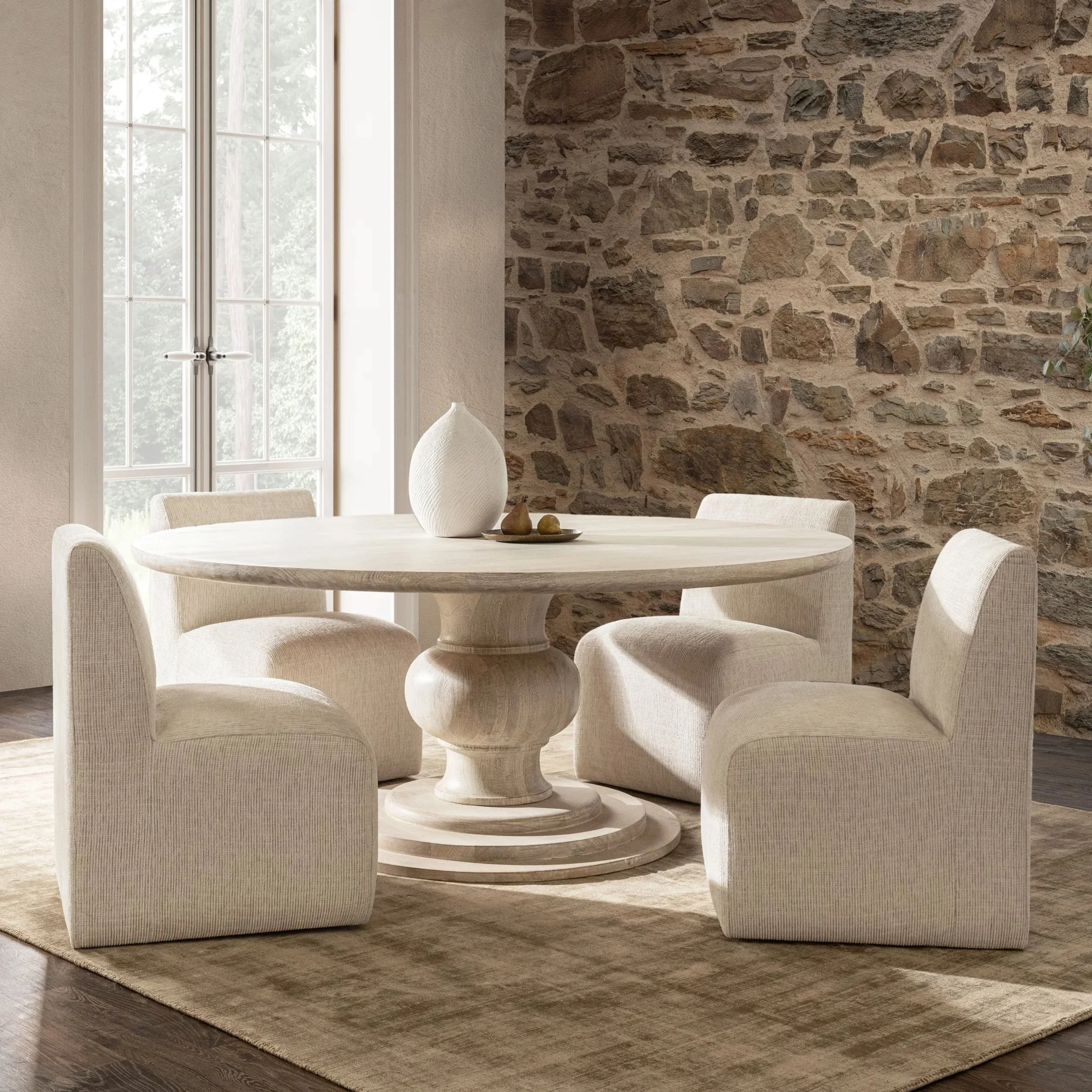 Hera Mango Washed Wood Round Dining Table - Image 24