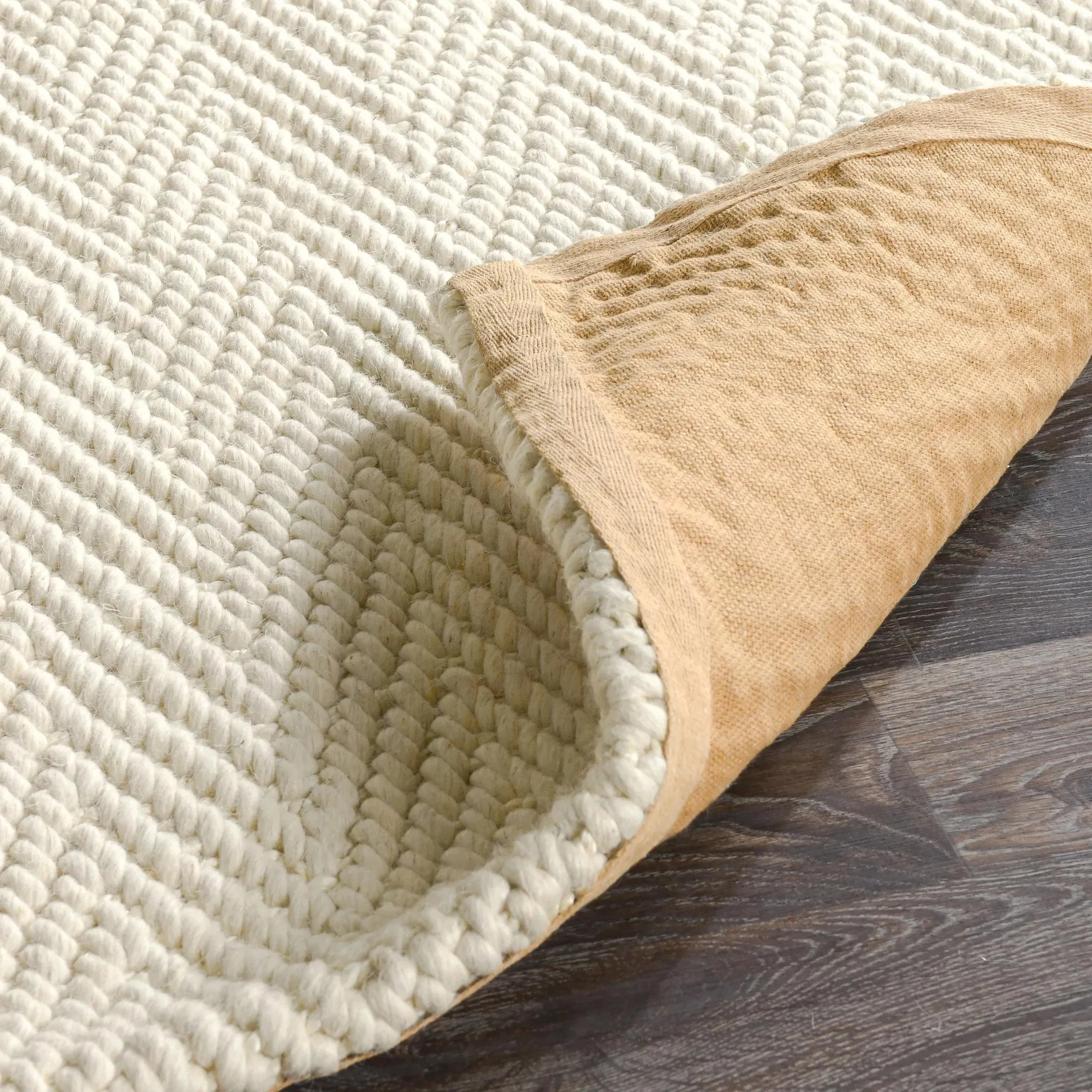Herringbone Wool Blend Ivory Rug - Image 11