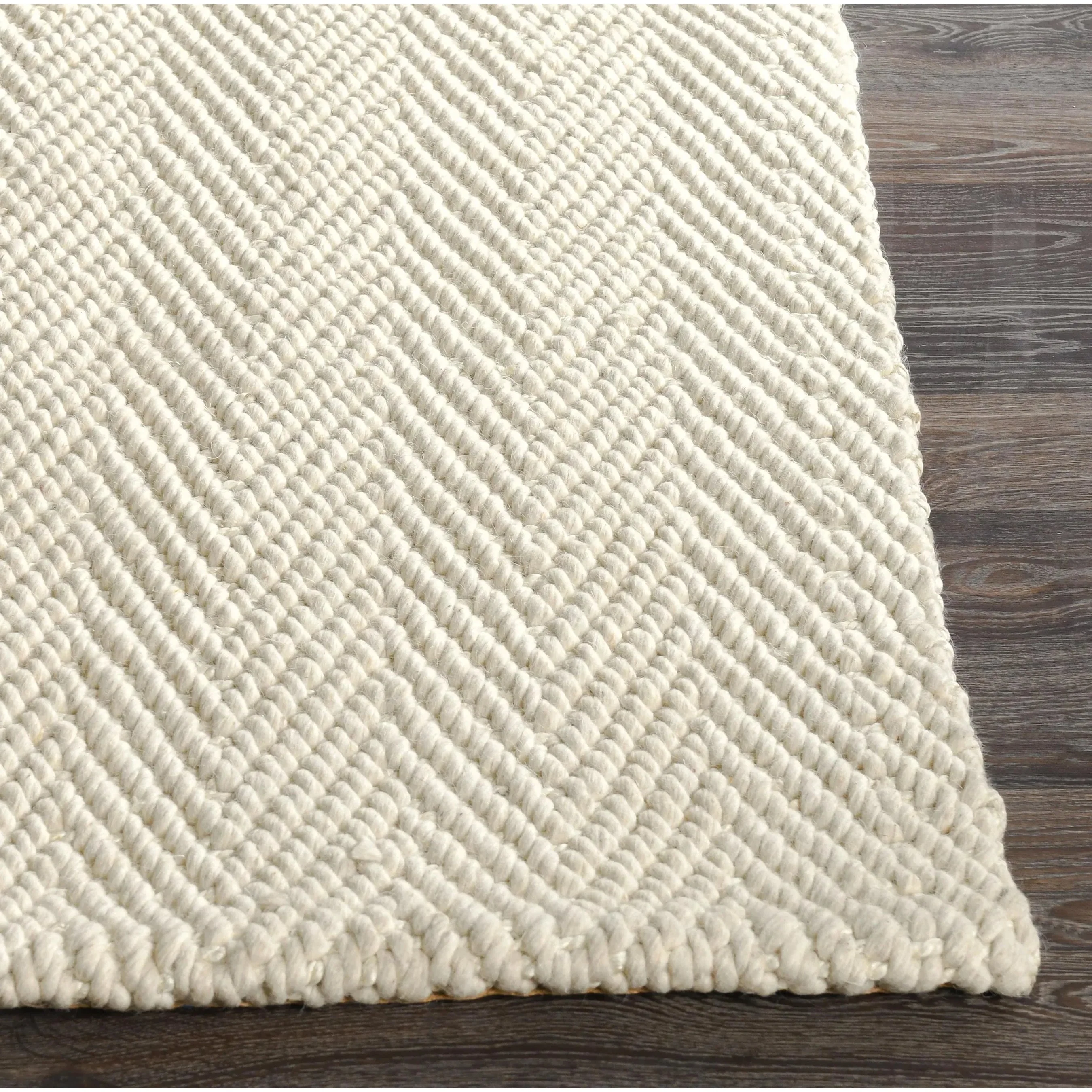 Herringbone Wool Blend Ivory Rug - Image 19