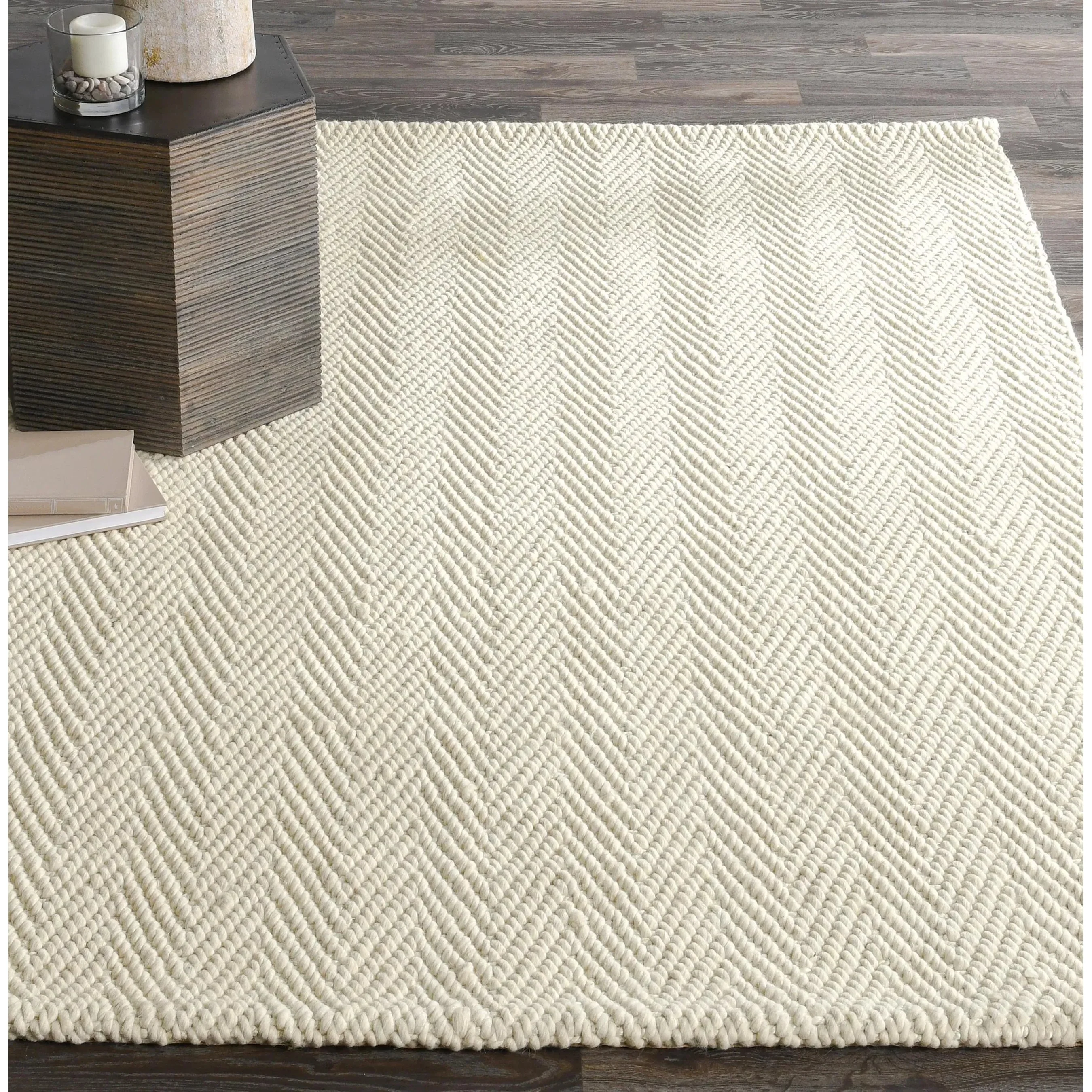 Herringbone Wool Blend Ivory Rug - Image 26