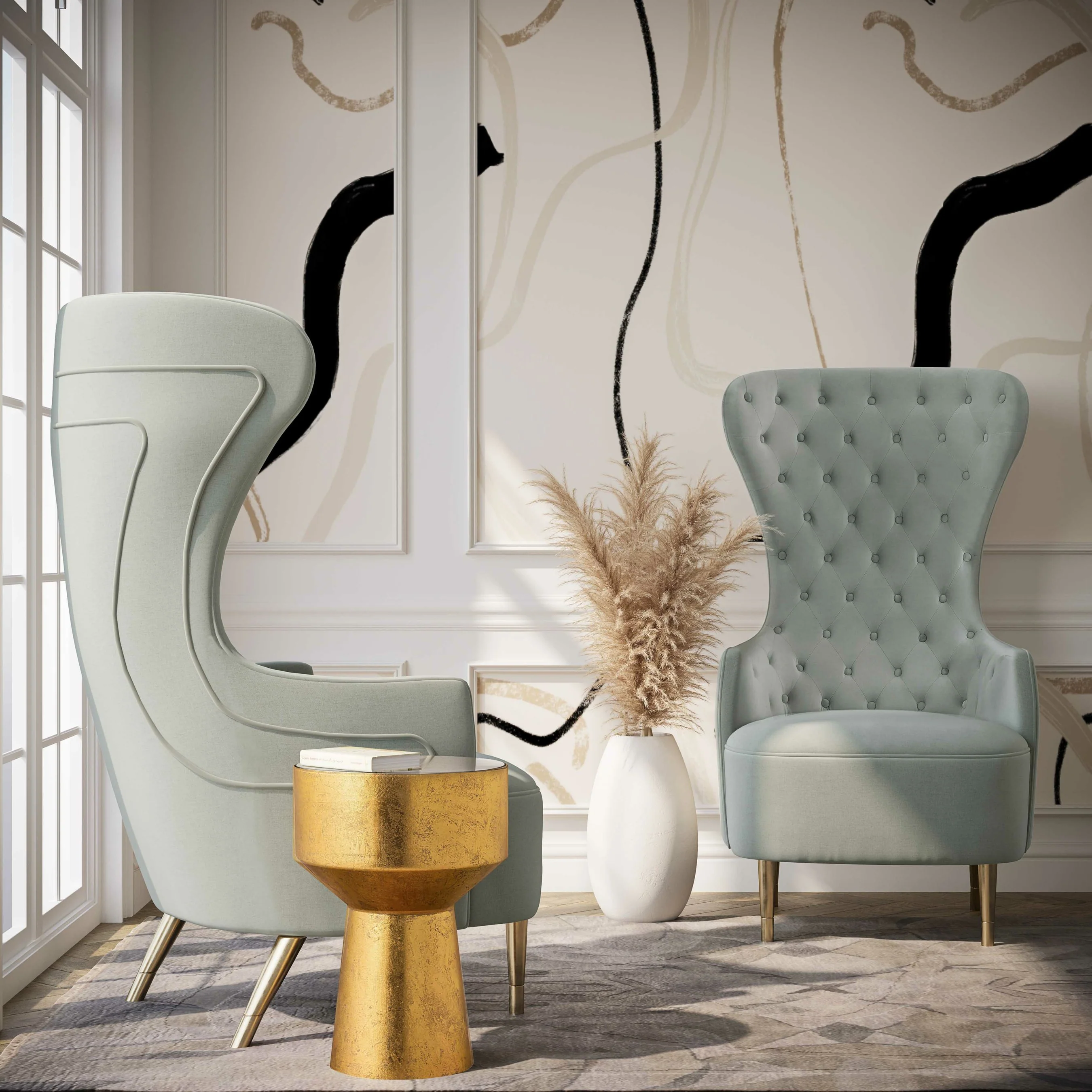 Jezebel Velvet Wingback Chair - Image 10