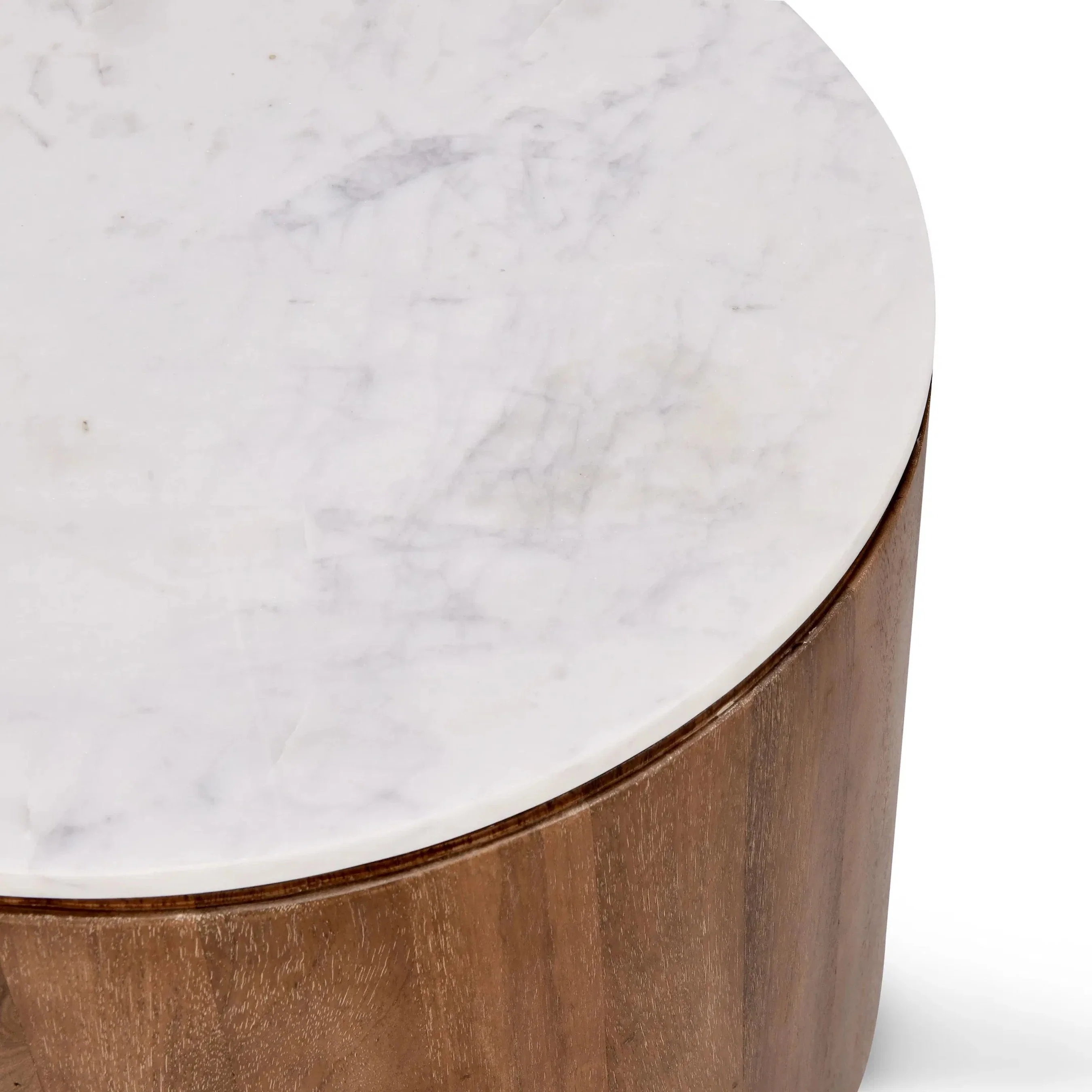 Josie 22" Solid Wood and Marble Round End Table - Image 2