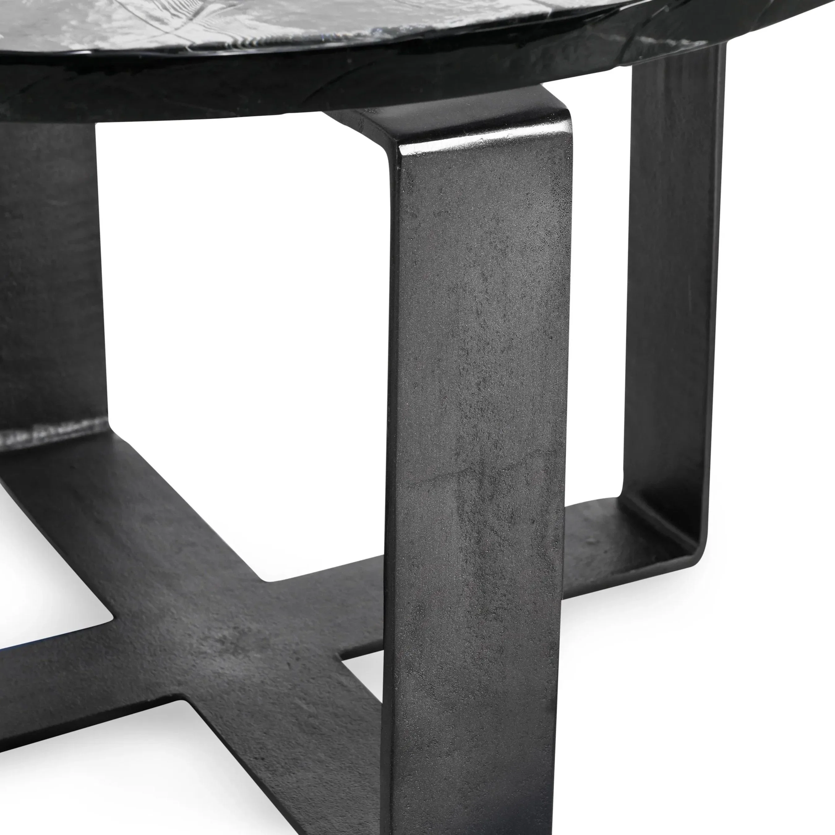 Keith 28" Industrial Glass Black Coffee Table - Image 3