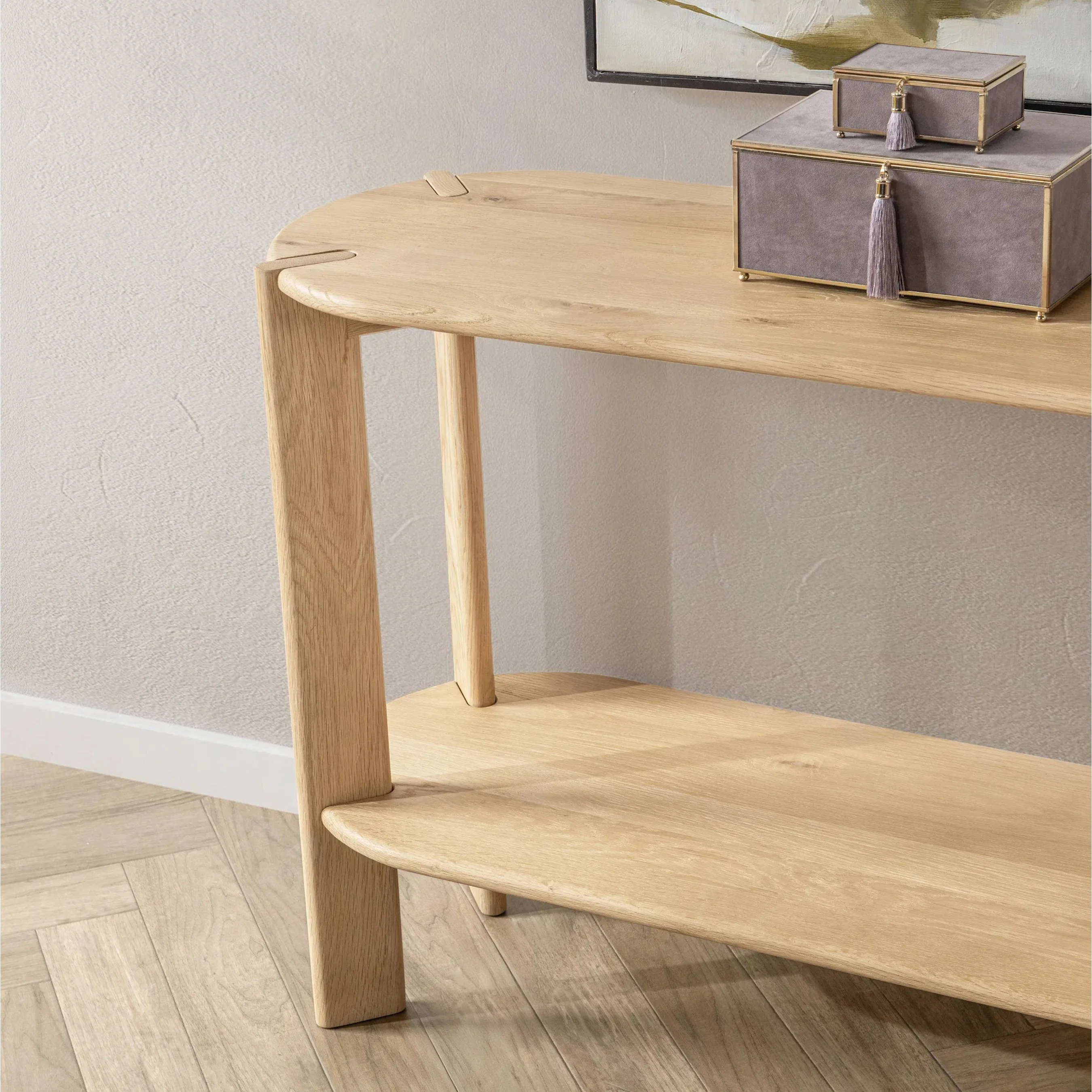 Kering Oak Wood Oval Console Table - Image 7