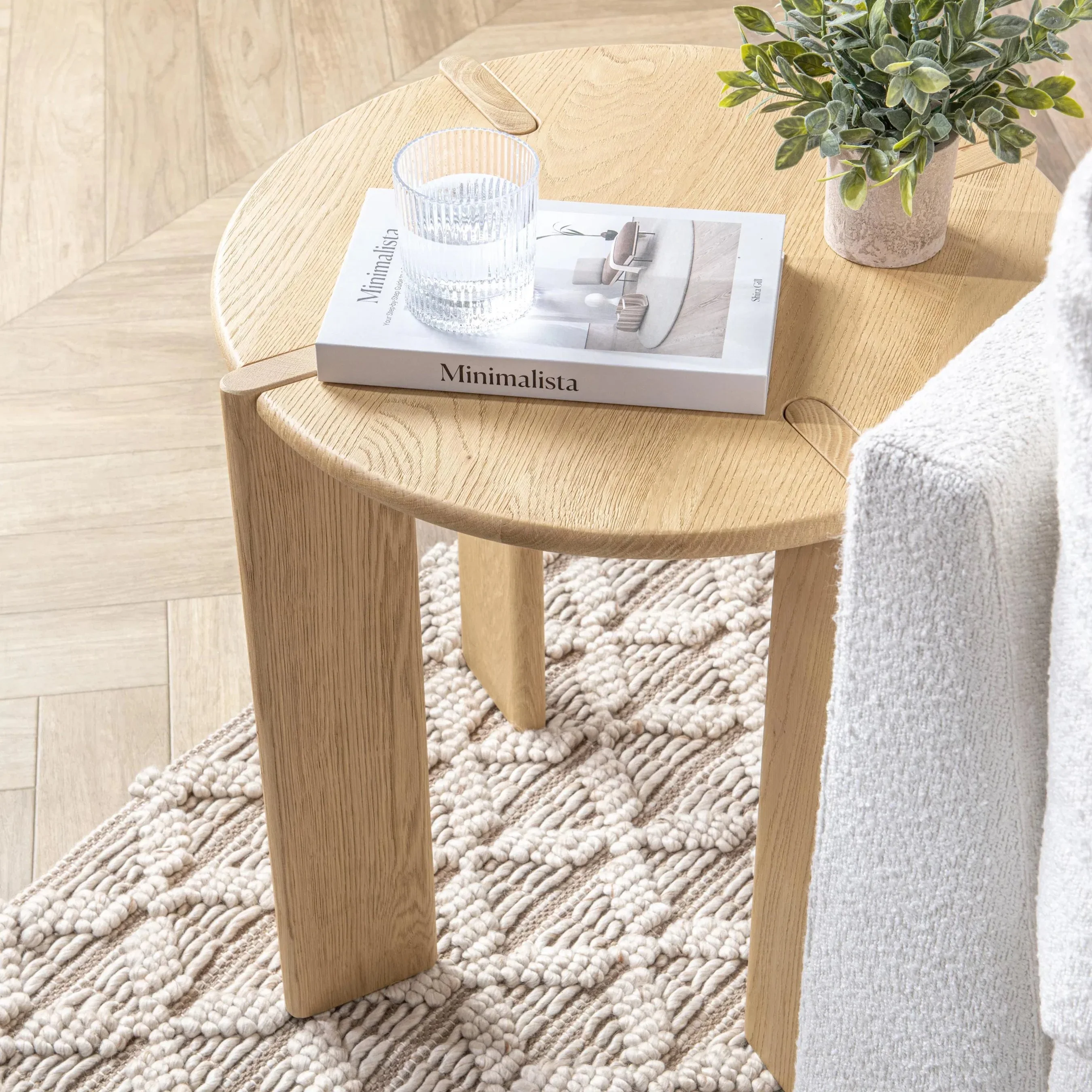 Kering Oak Wood Round End Table - Image 7