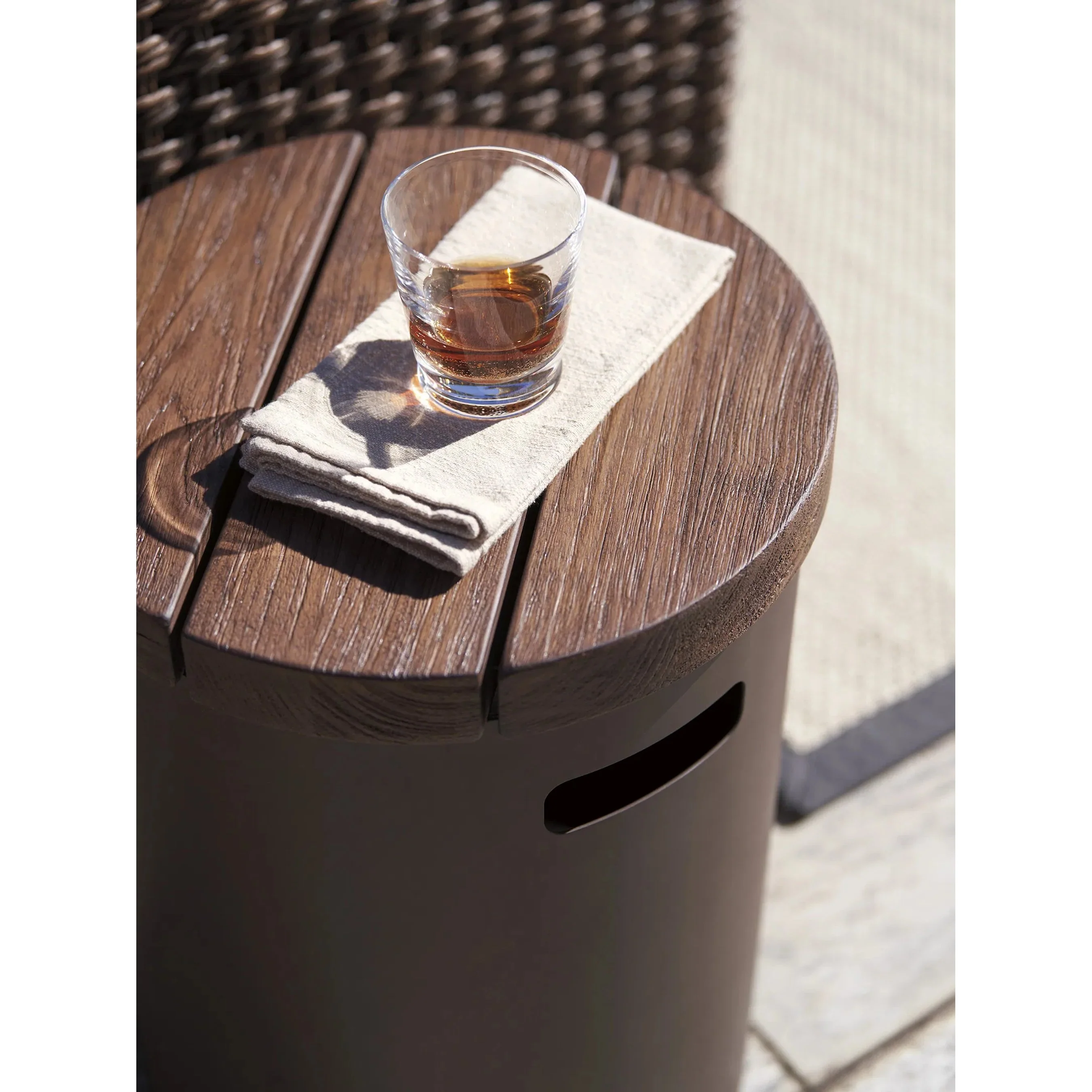 Kilimanjaro Outdoor Round End Table in Teak - Image 3