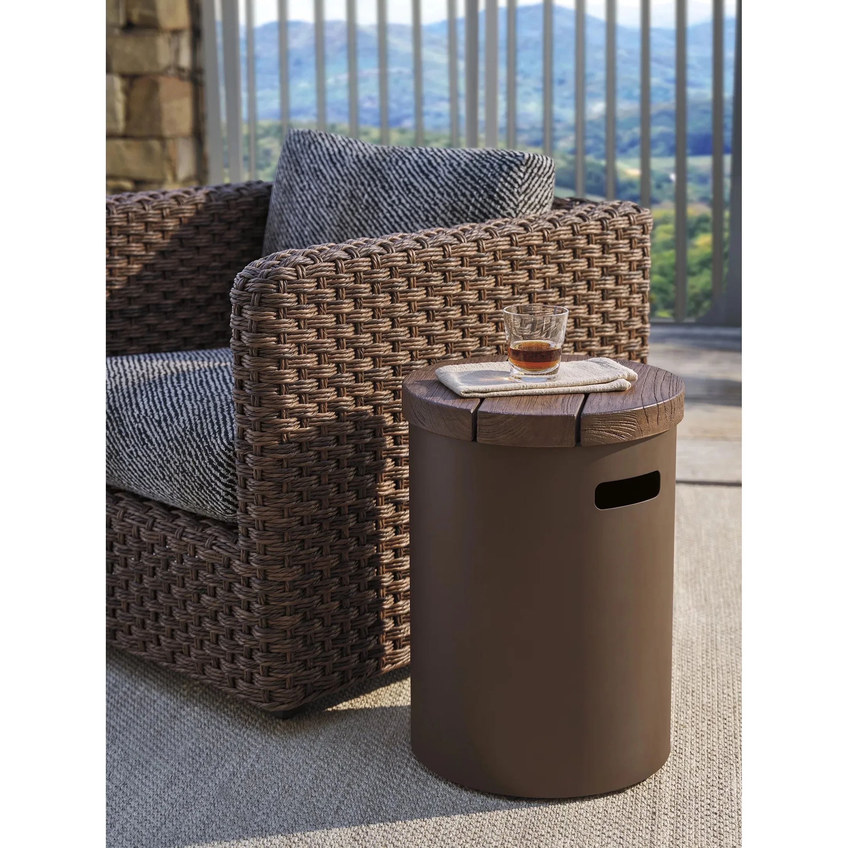 Kilimanjaro Outdoor Round End Table in Teak - Image 6