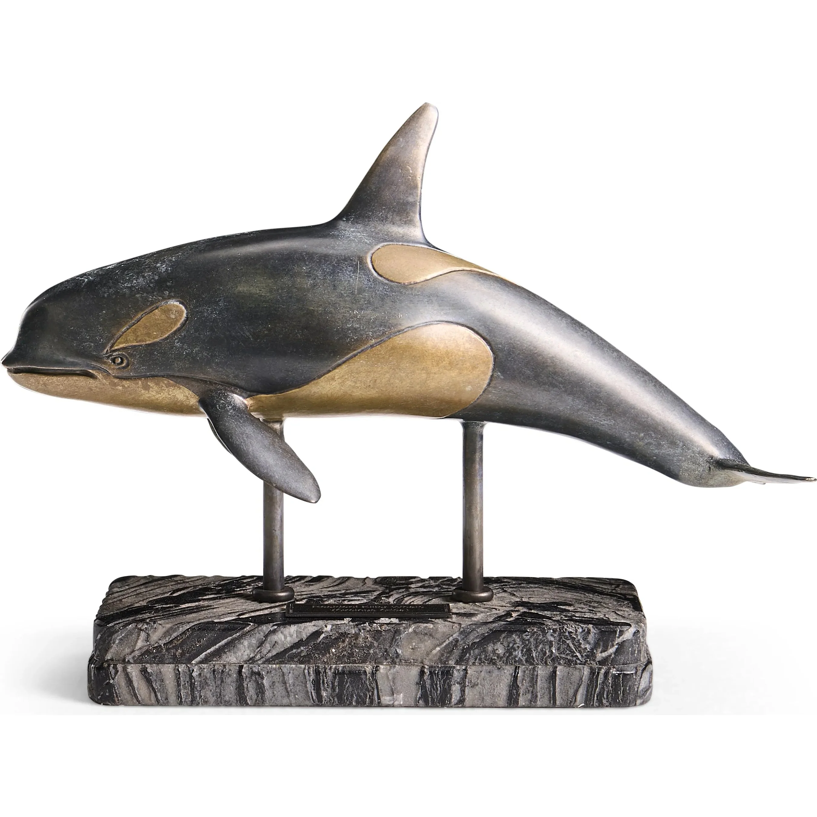 Killer Whale Bronze Statue with Marble Base - Image 6
