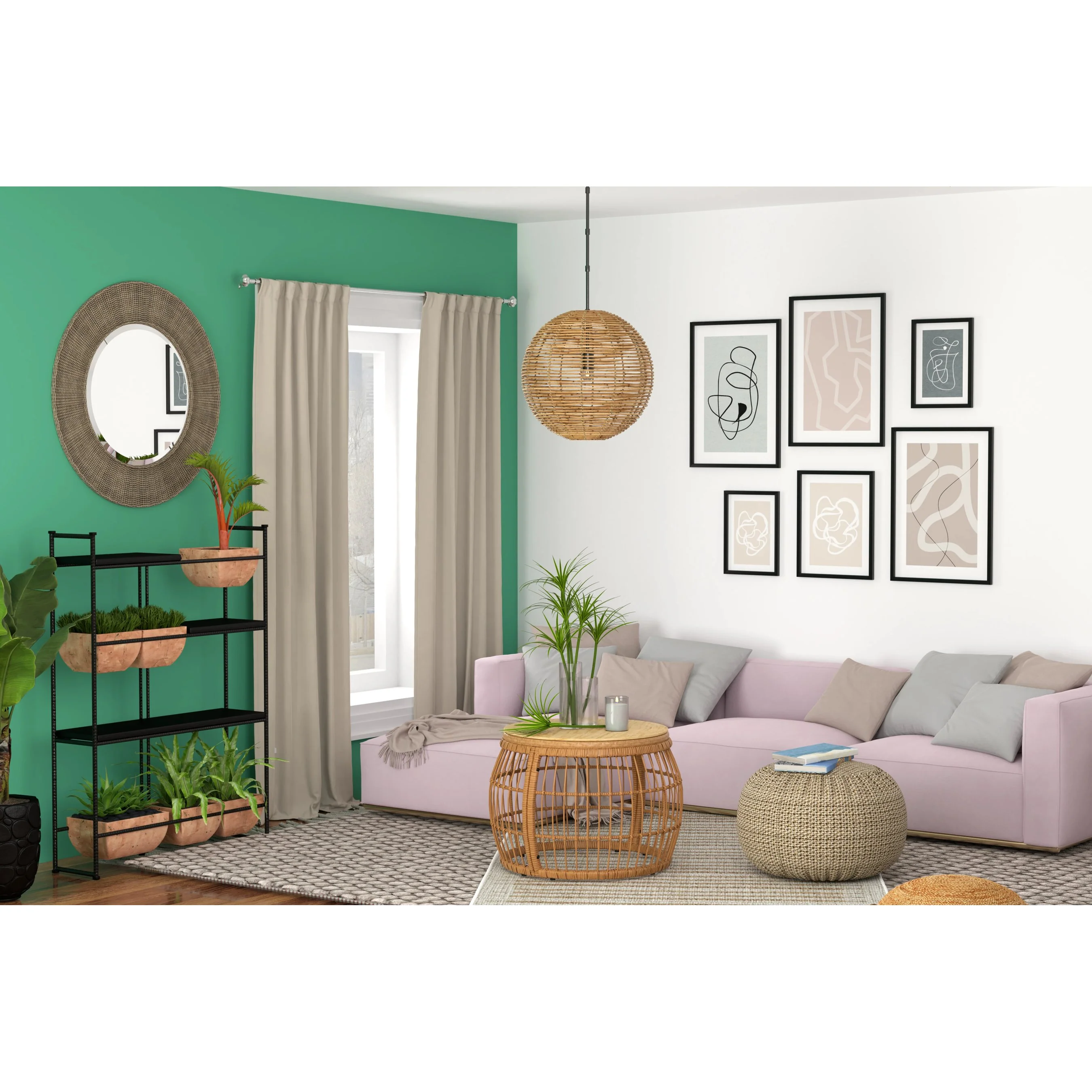 Kingston Rattan Single-Light Globe Pendant - Image 6