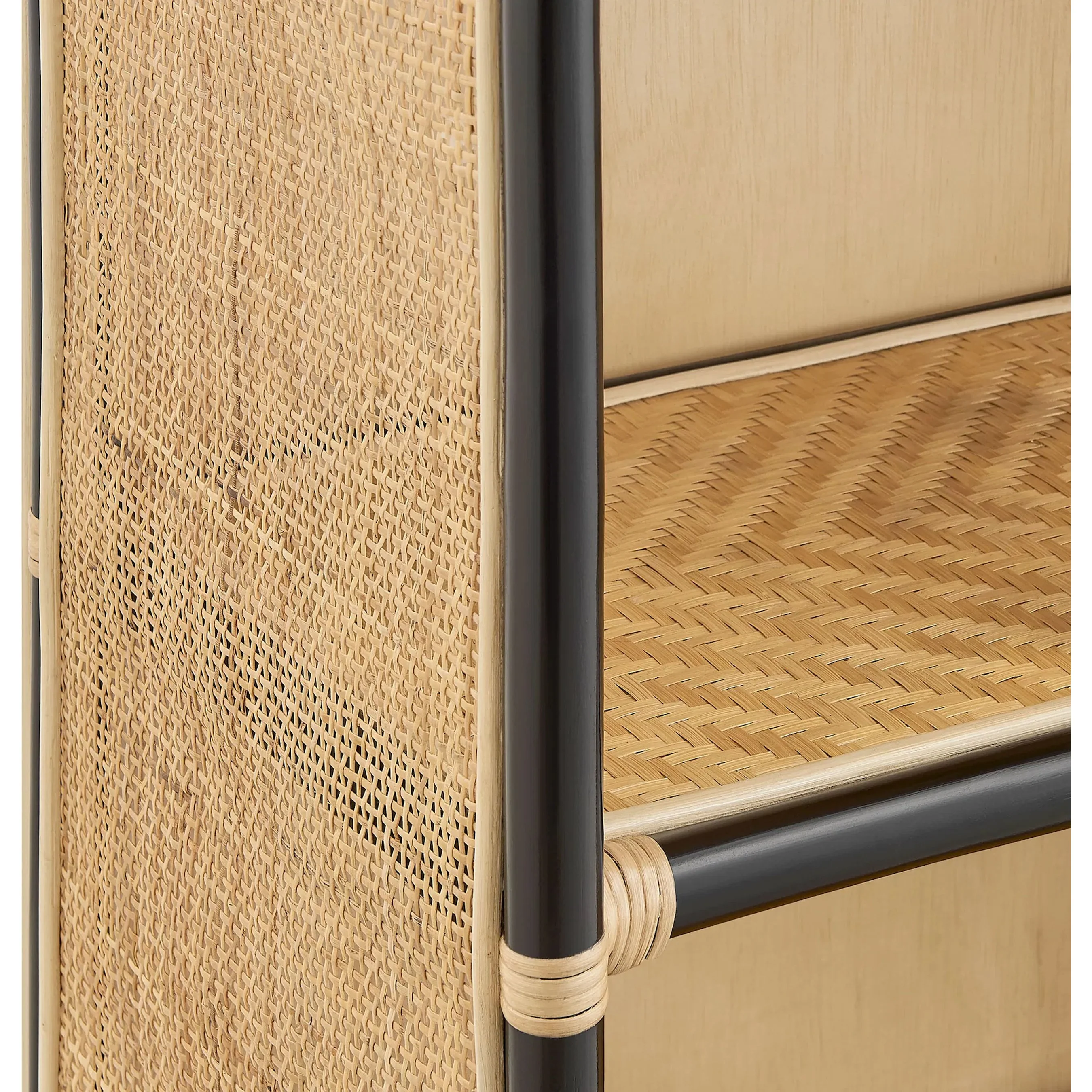 Kleberg 71 Inch Tall Arched Natural Rattan Bookshelf - Image 8