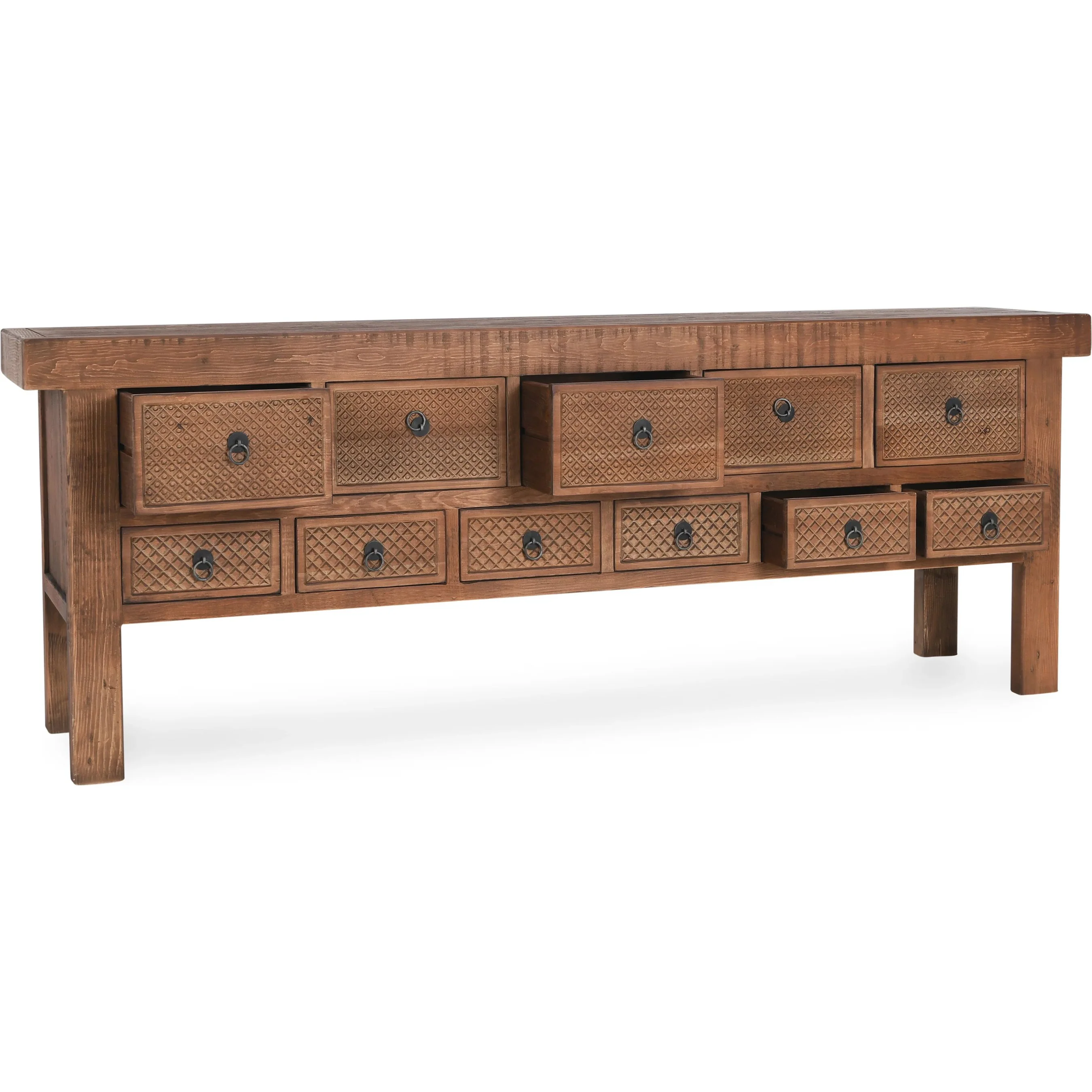 Lahey 11-Drawer Pine Wood Console Table - Image 3
