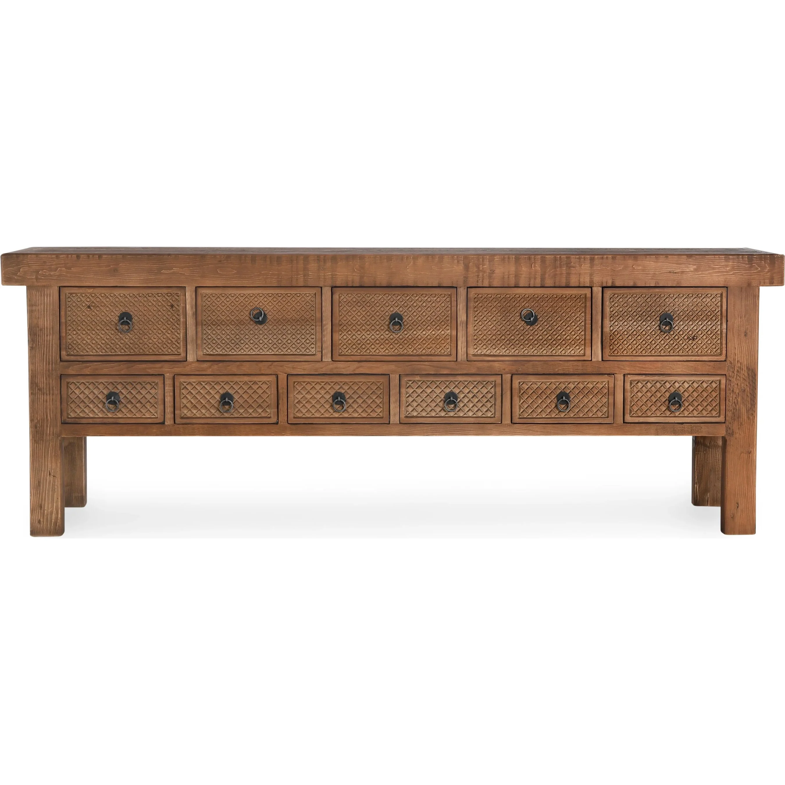 Lahey 11-Drawer Pine Wood Console Table - Image 5