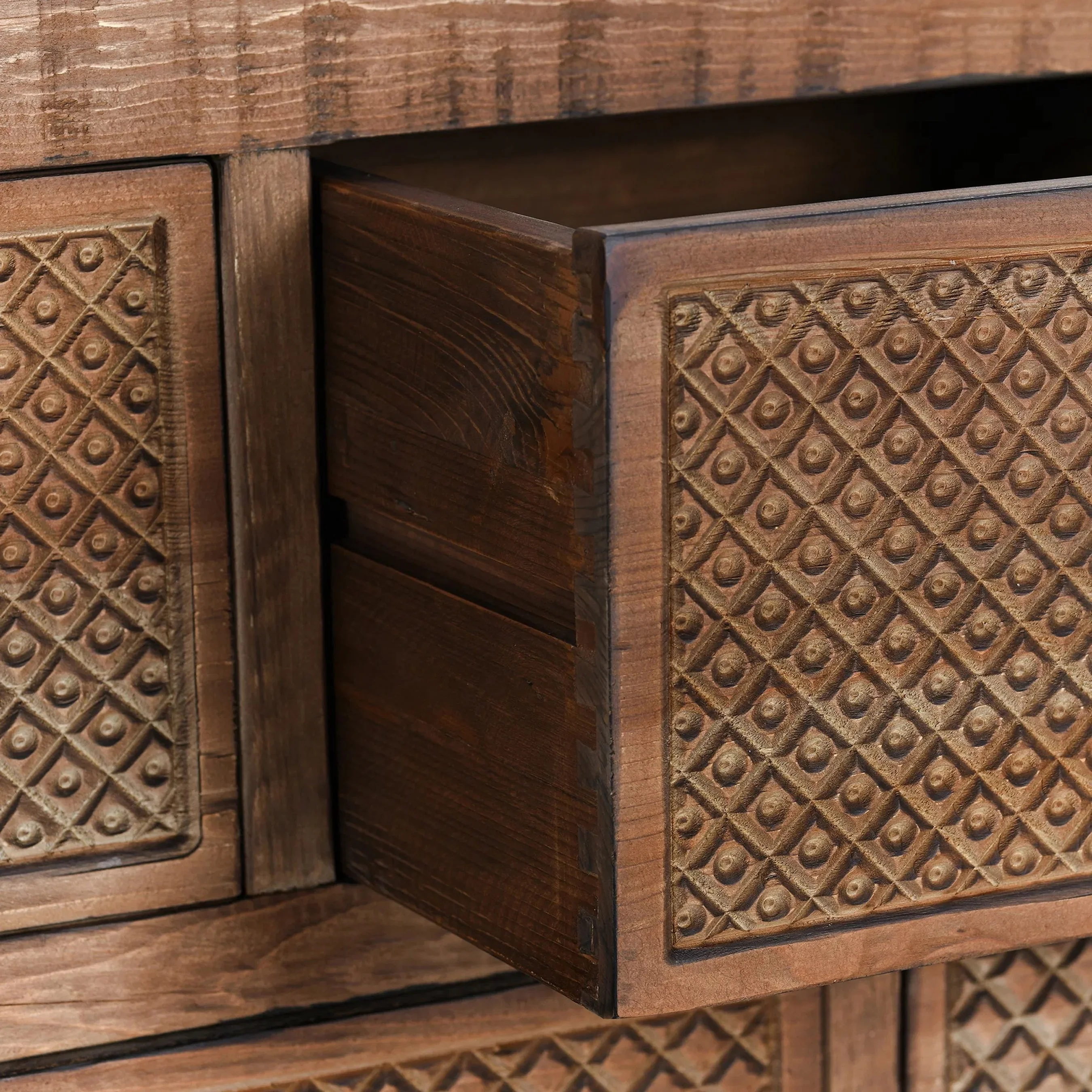 Lahey 11-Drawer Pine Wood Console Table - Image 7
