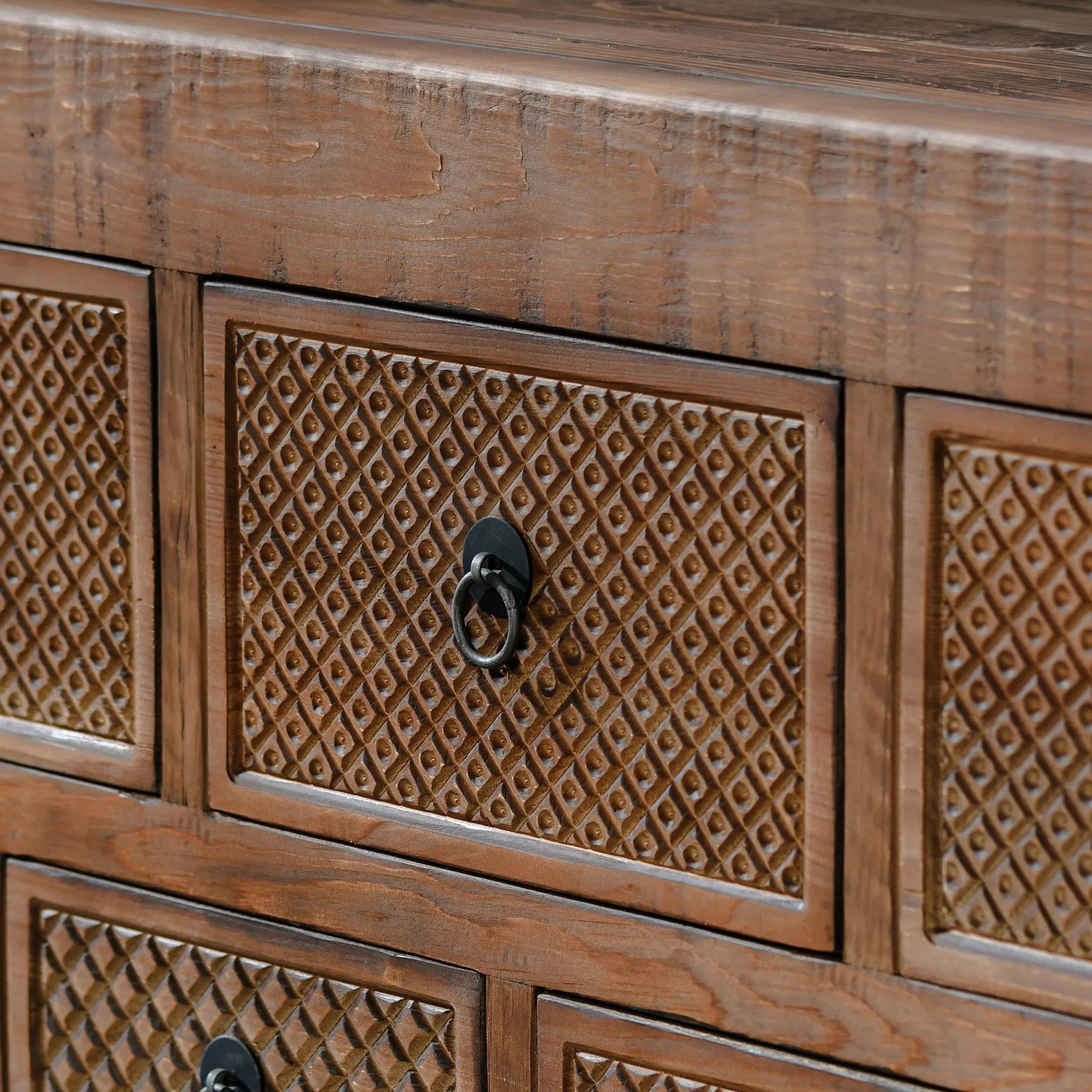 Lahey 11-Drawer Pine Wood Console Table - Image 9