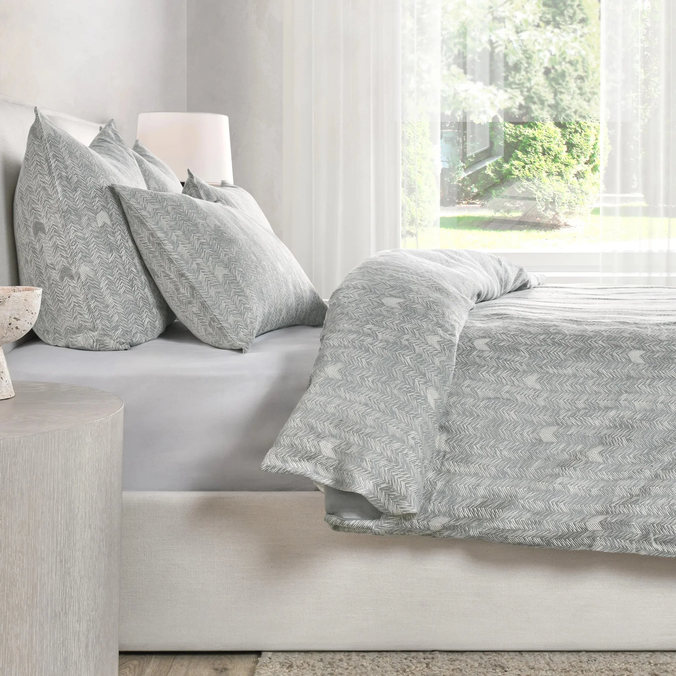 Lana 100% Cotton Gray Embroidered Duvet - Image 8