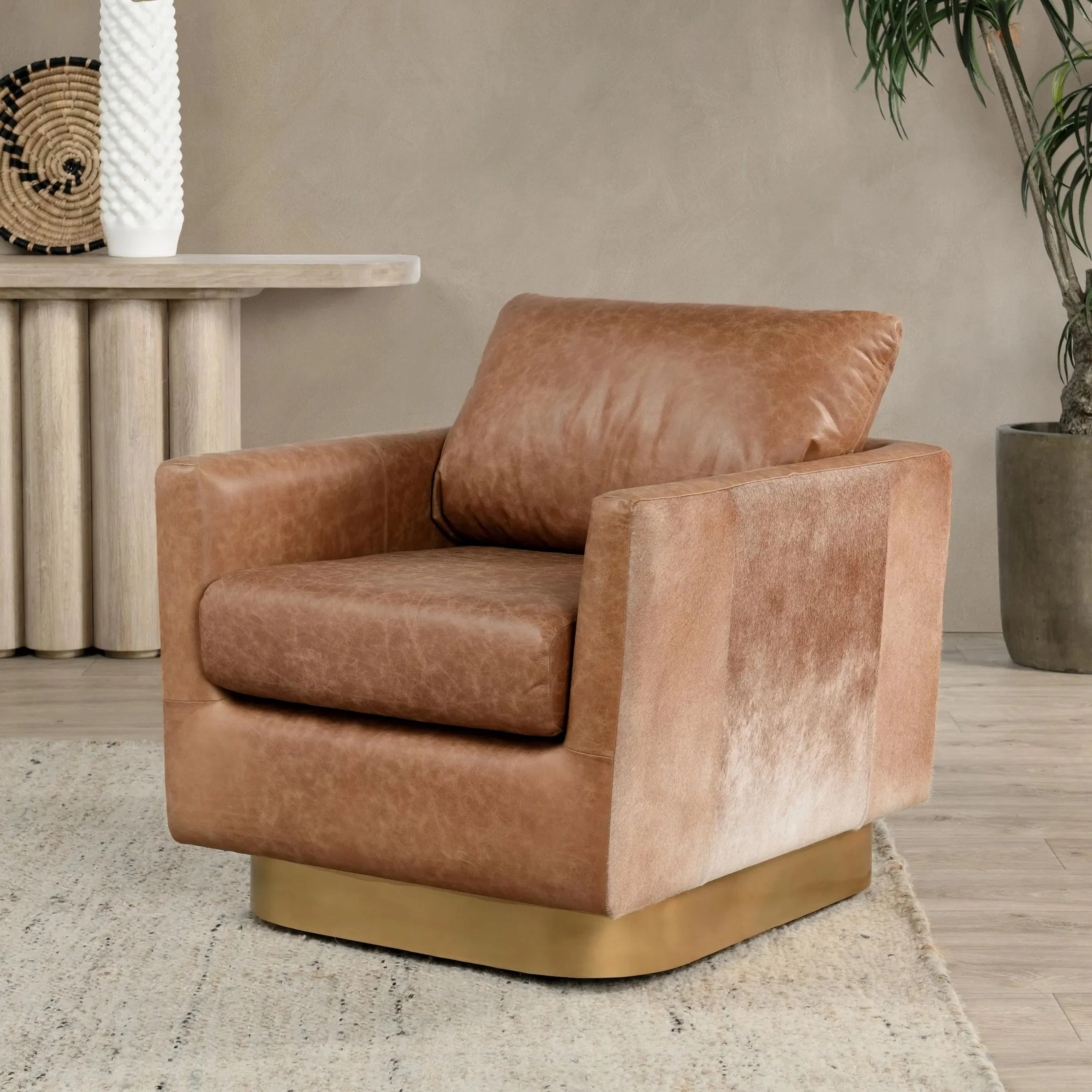 Lathe Leather and Hide Accent Chair - Image 20