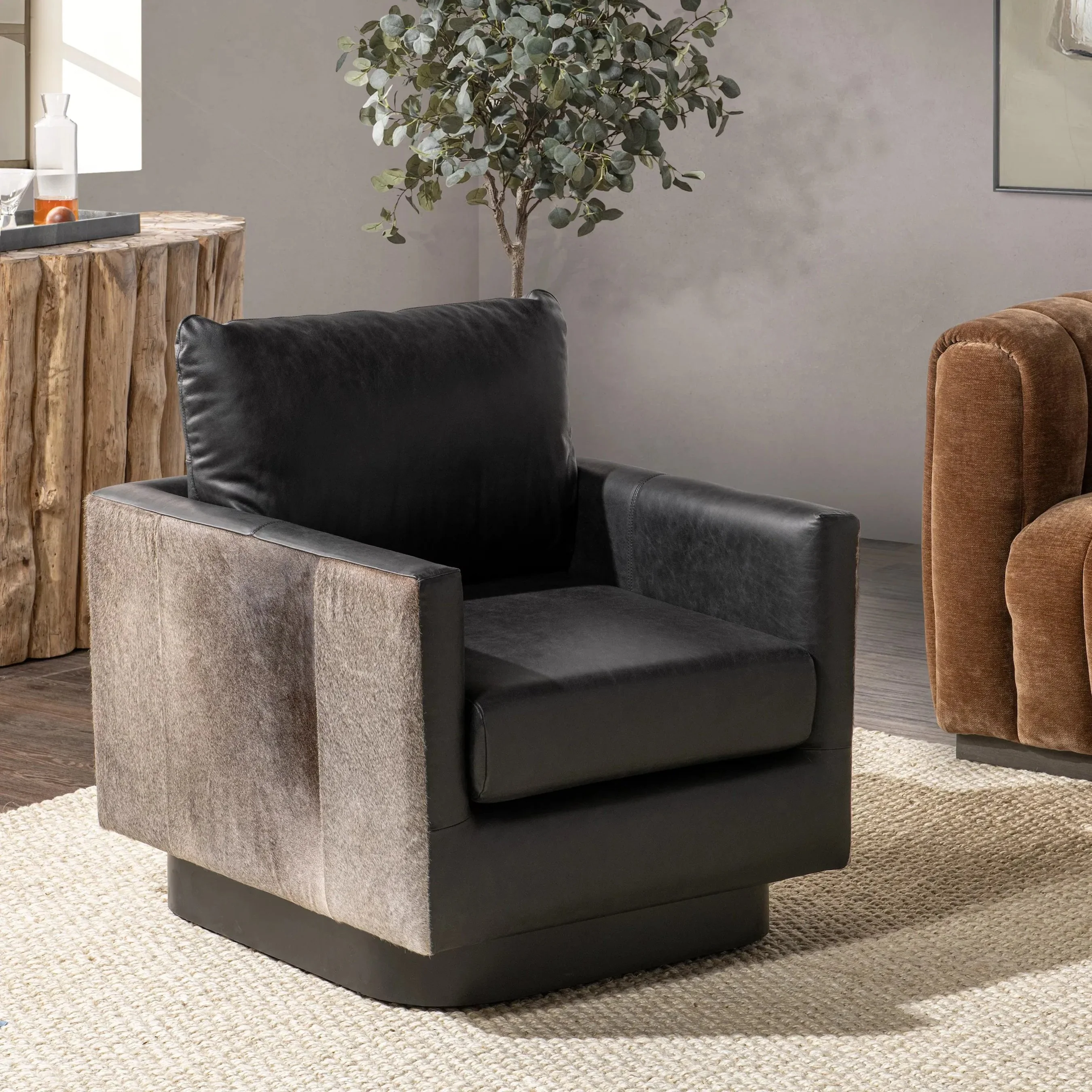 Lathe Leather and Hide Accent Chair - Image 21