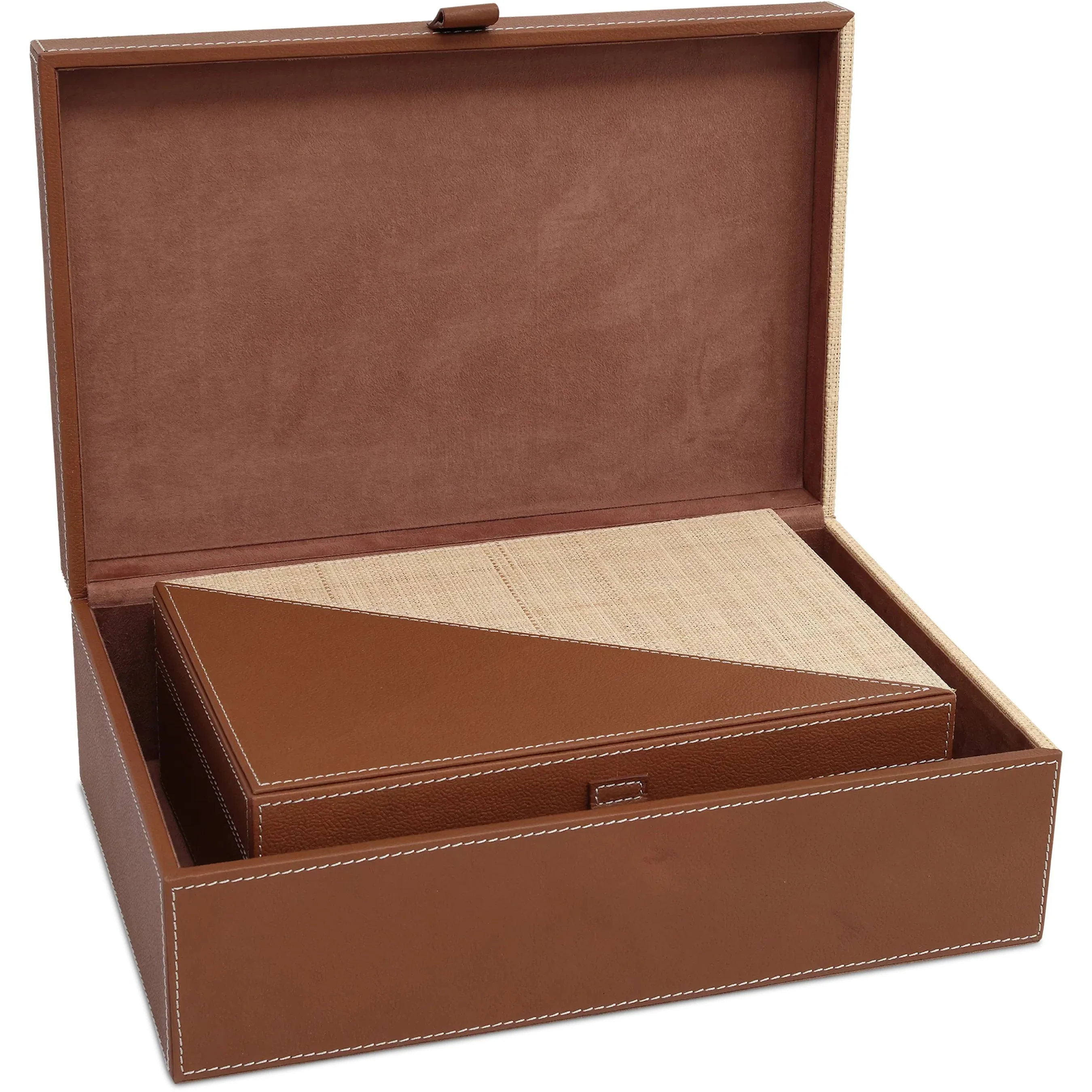 Leather Raffia Box Set - Image 3