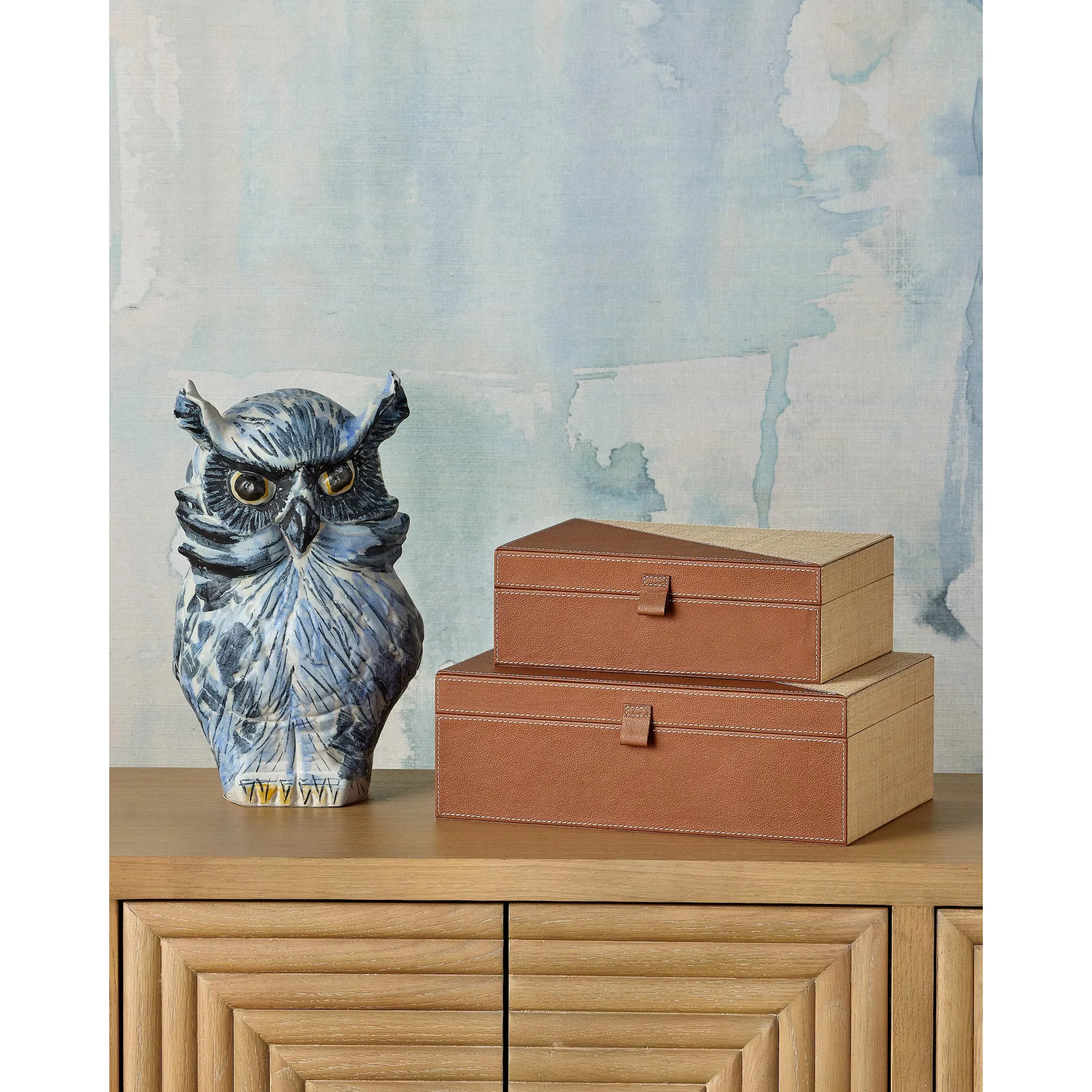 Leather Raffia Box Set - Image 8