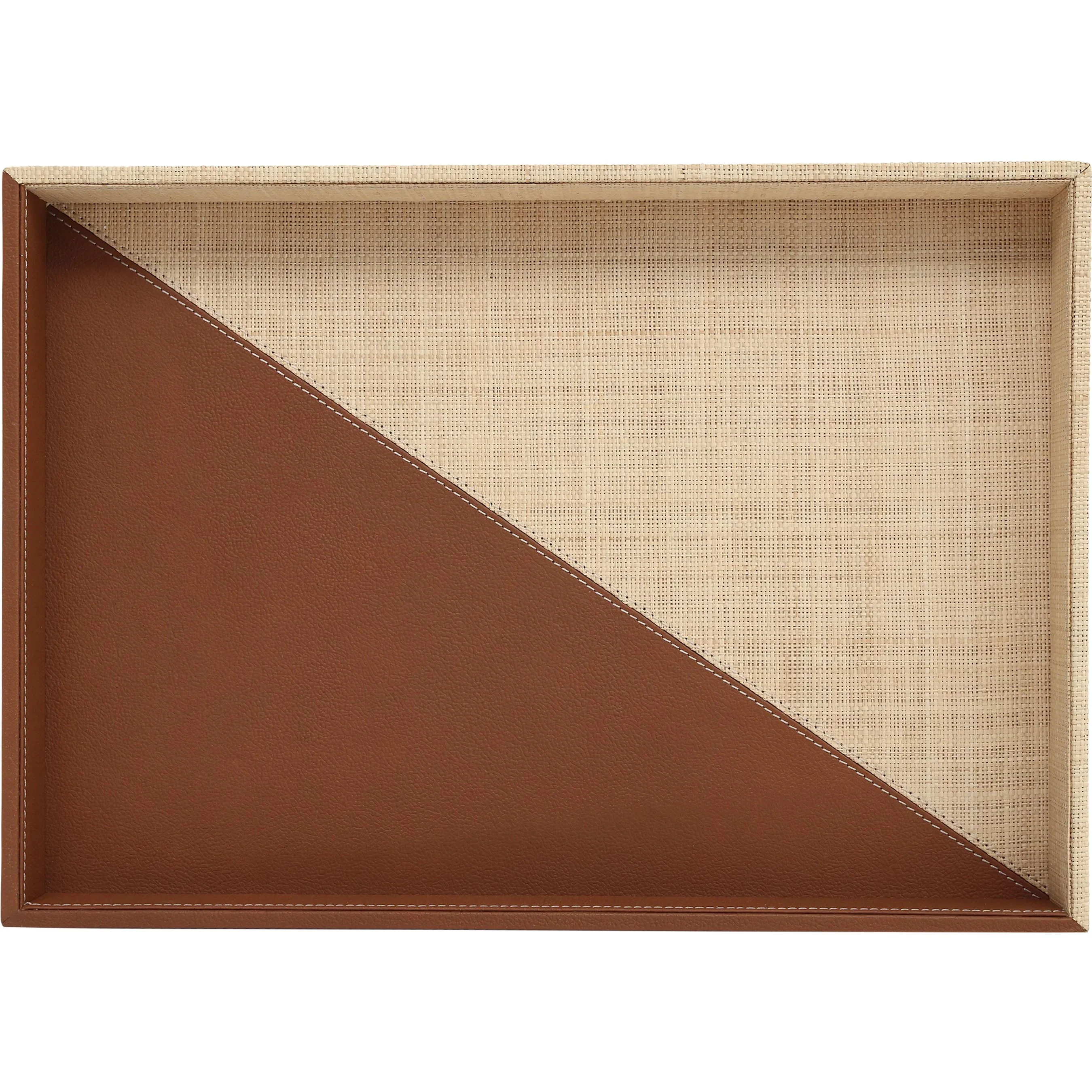Leather Raffia Tray Set - Image 2