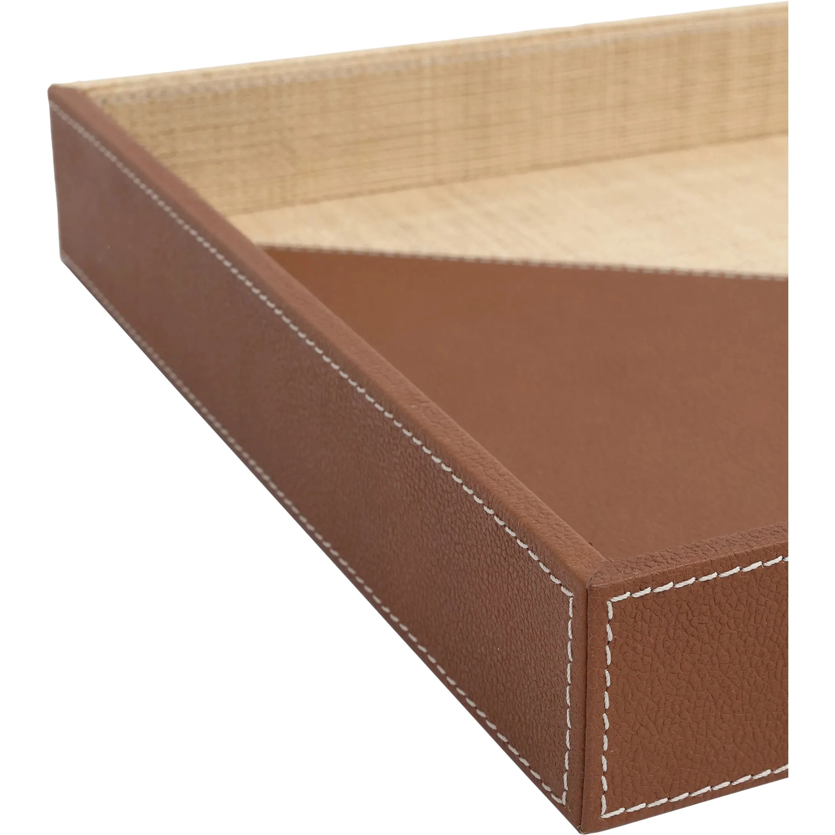 Leather Raffia Tray Set - Image 5