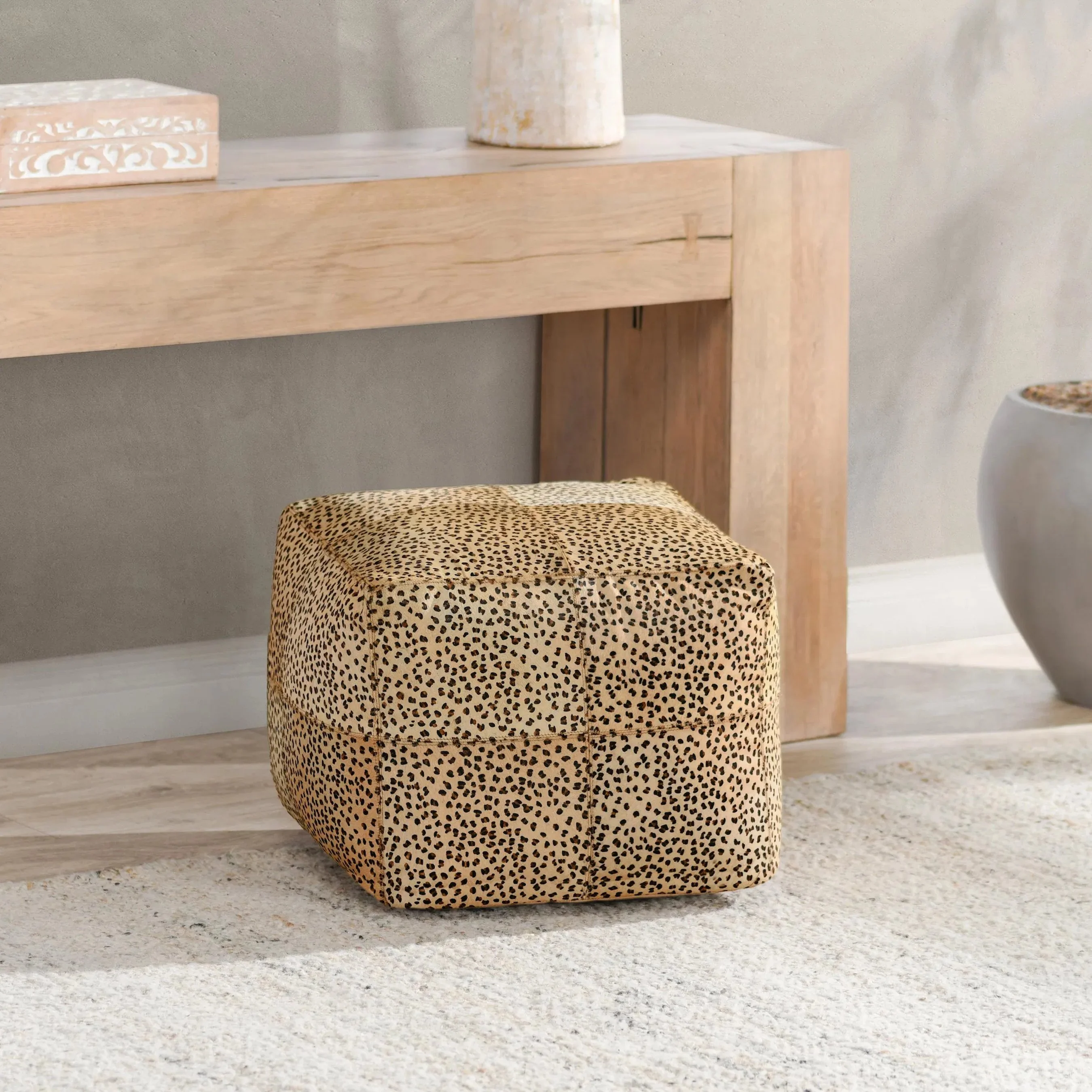 Leopard  Camel Floor Cushion Pouf - Image 4