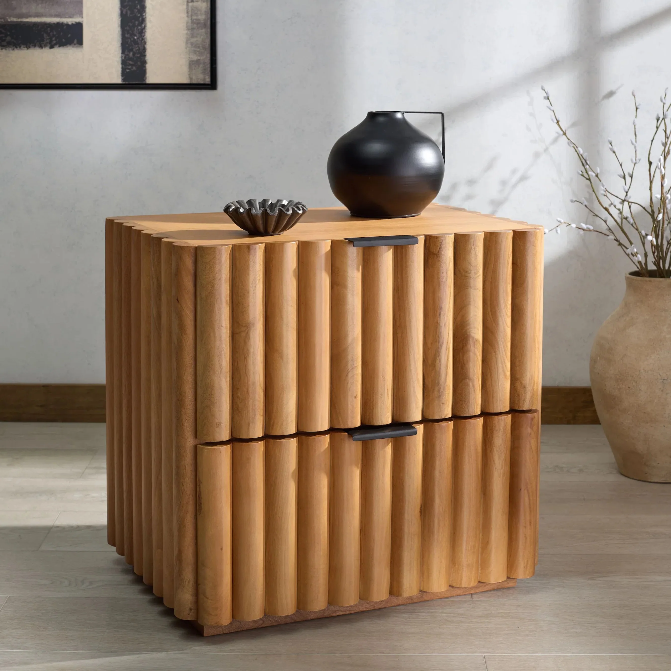Limestone Fluted Nightstand - Image 10
