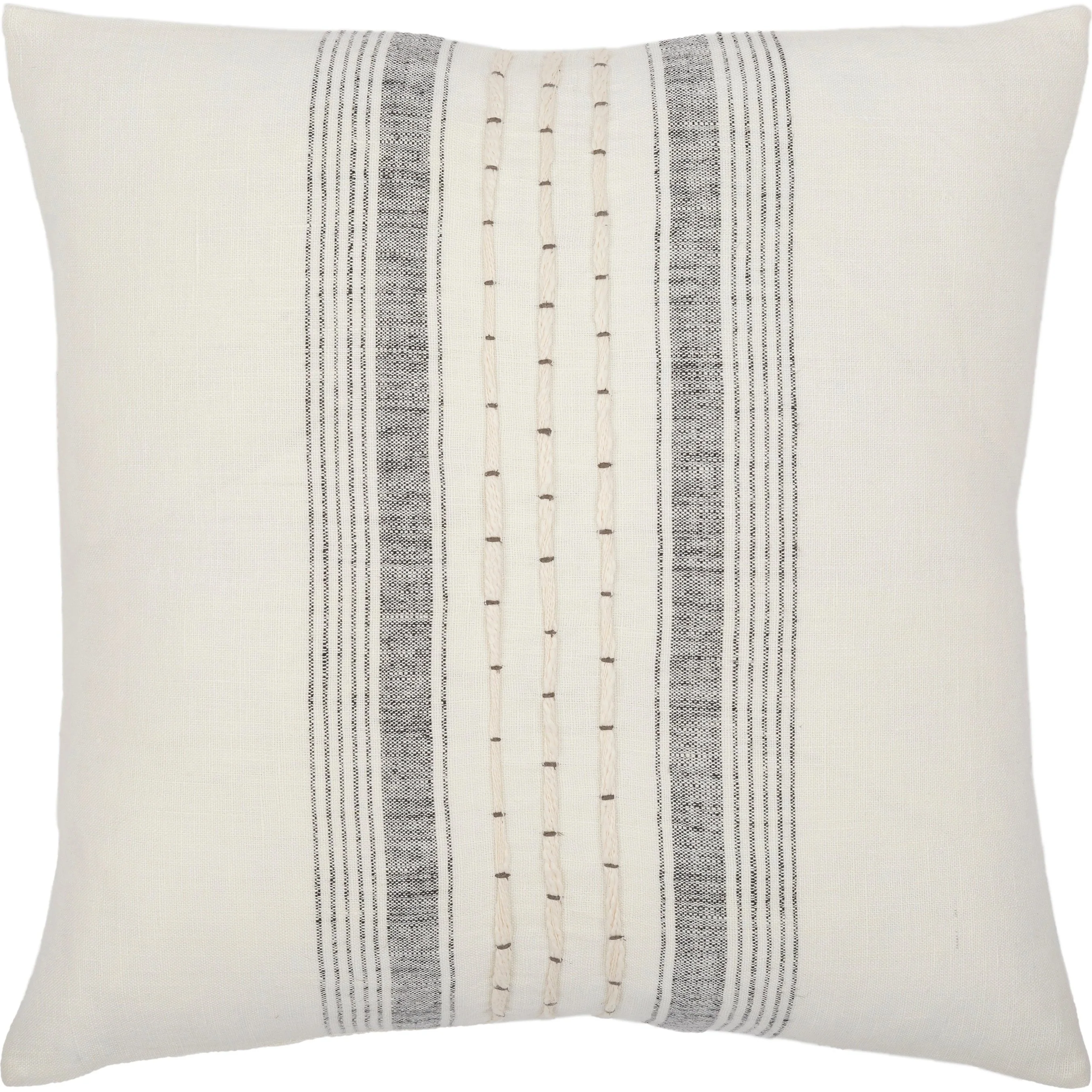 Linen Stripe Embellished Pillow - 33448