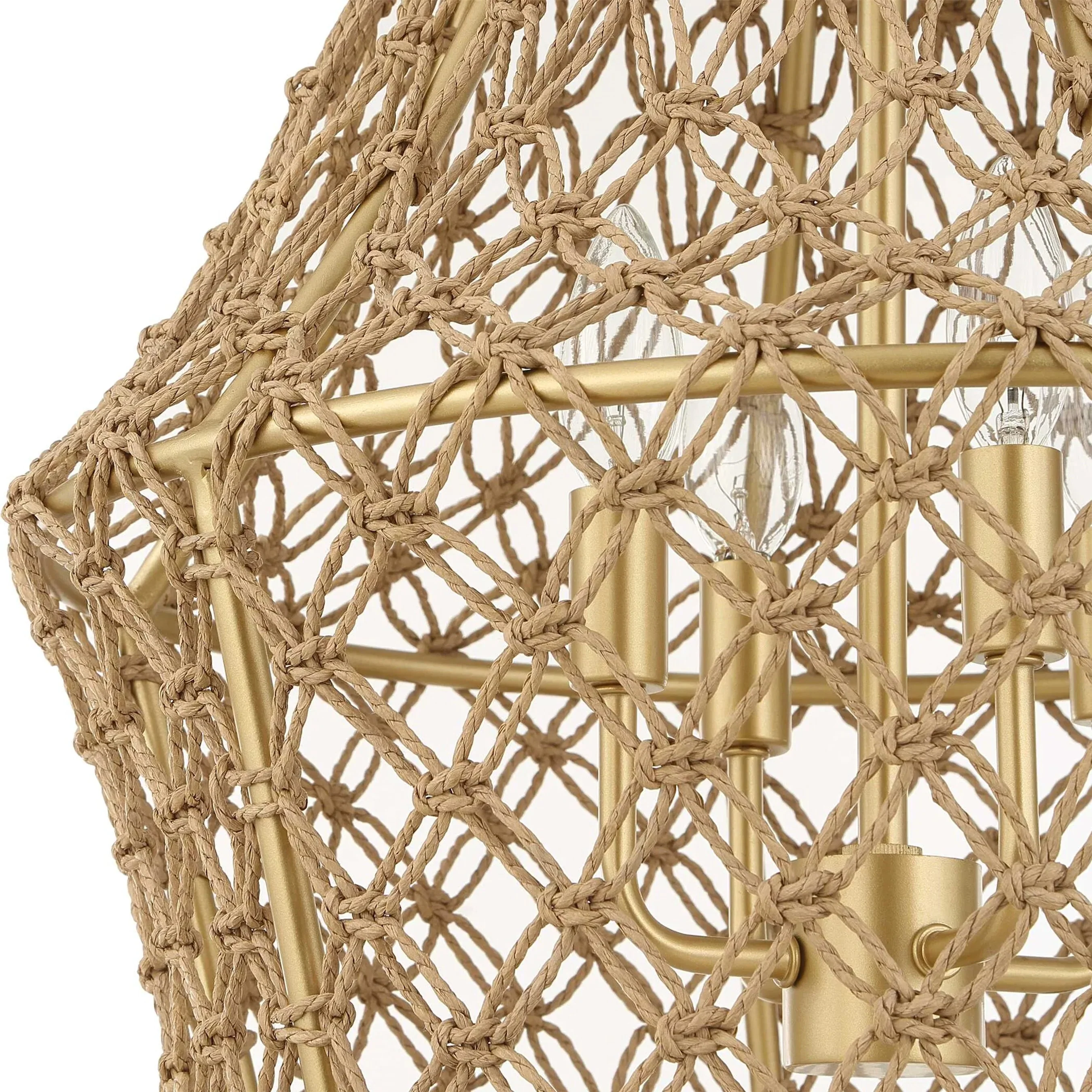 Macrame 4 Light Rope Pendant - Image 3