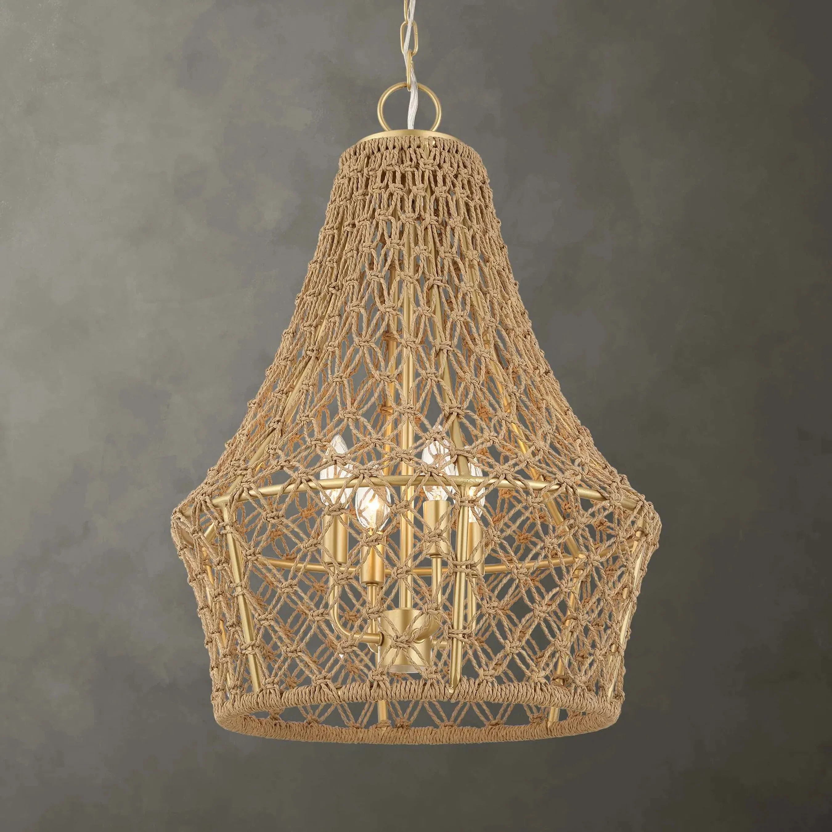 Macrame 4 Light Rope Pendant - Image 5