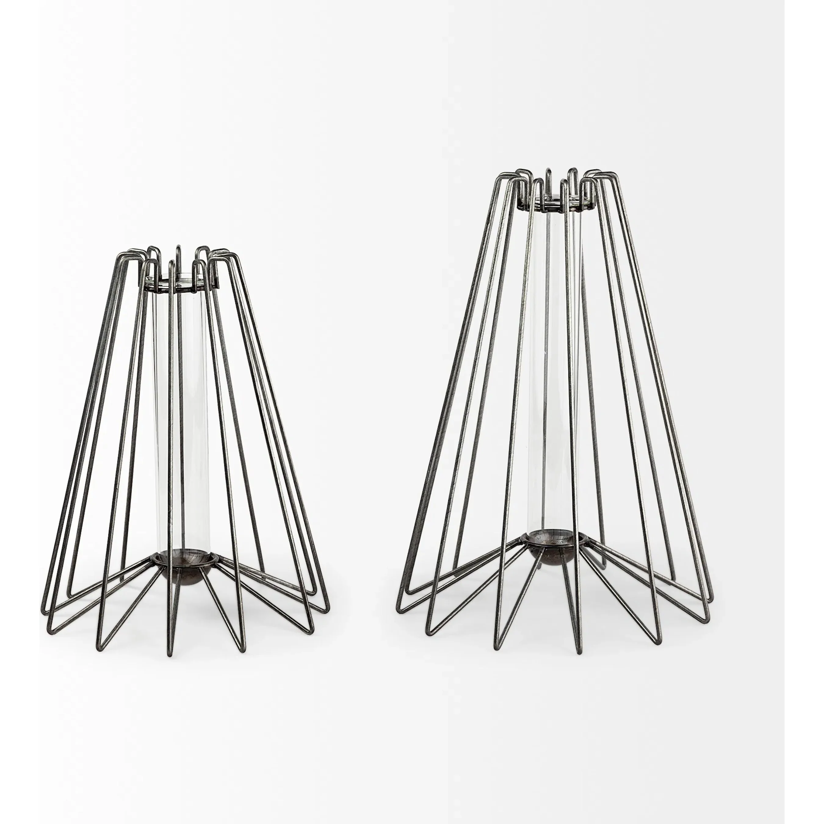 Madeline II Gunmetal Gray Metal Glass Test Tube Vase - Image 2