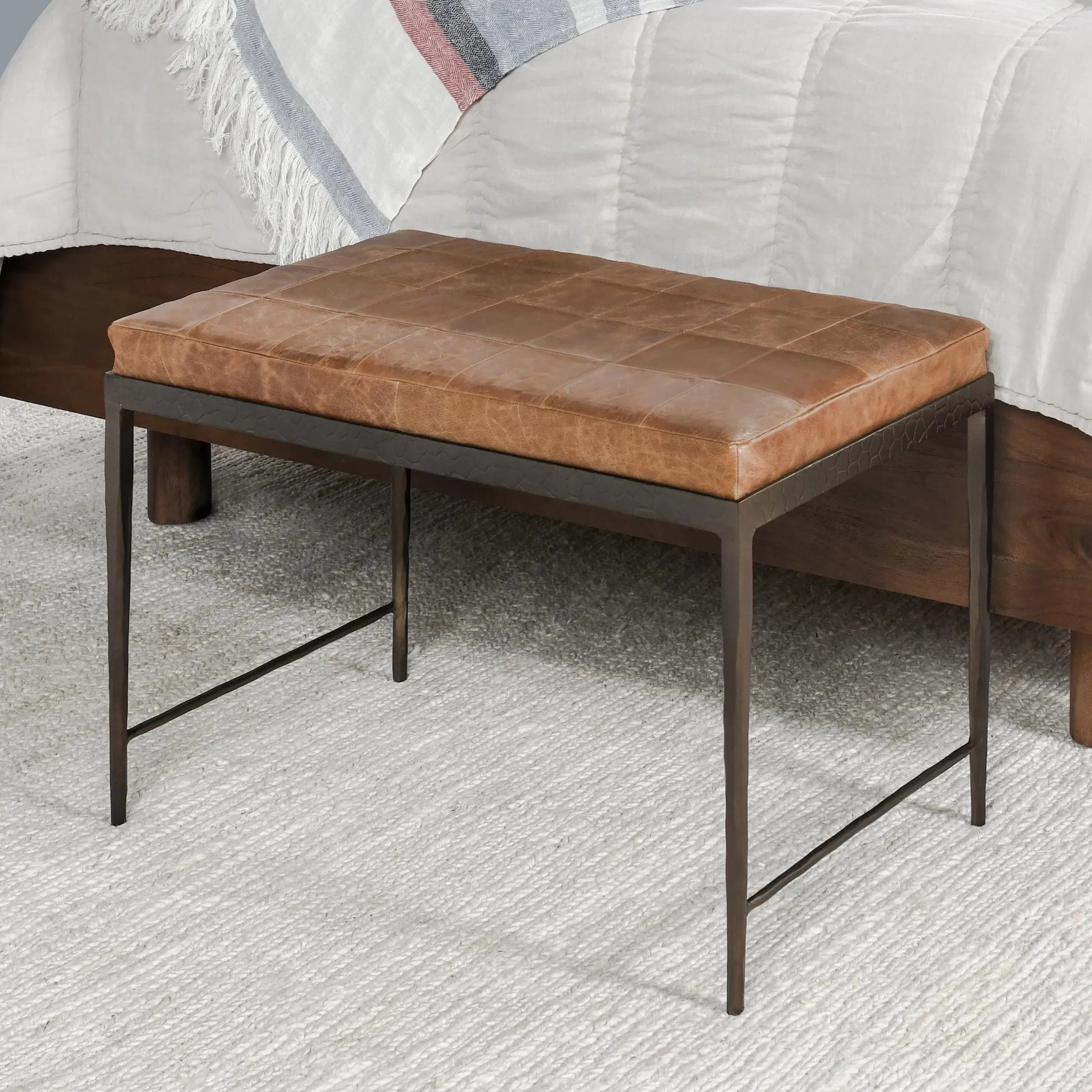 Malo 28" Top Grain Leather Ottoman Bench - Image 20